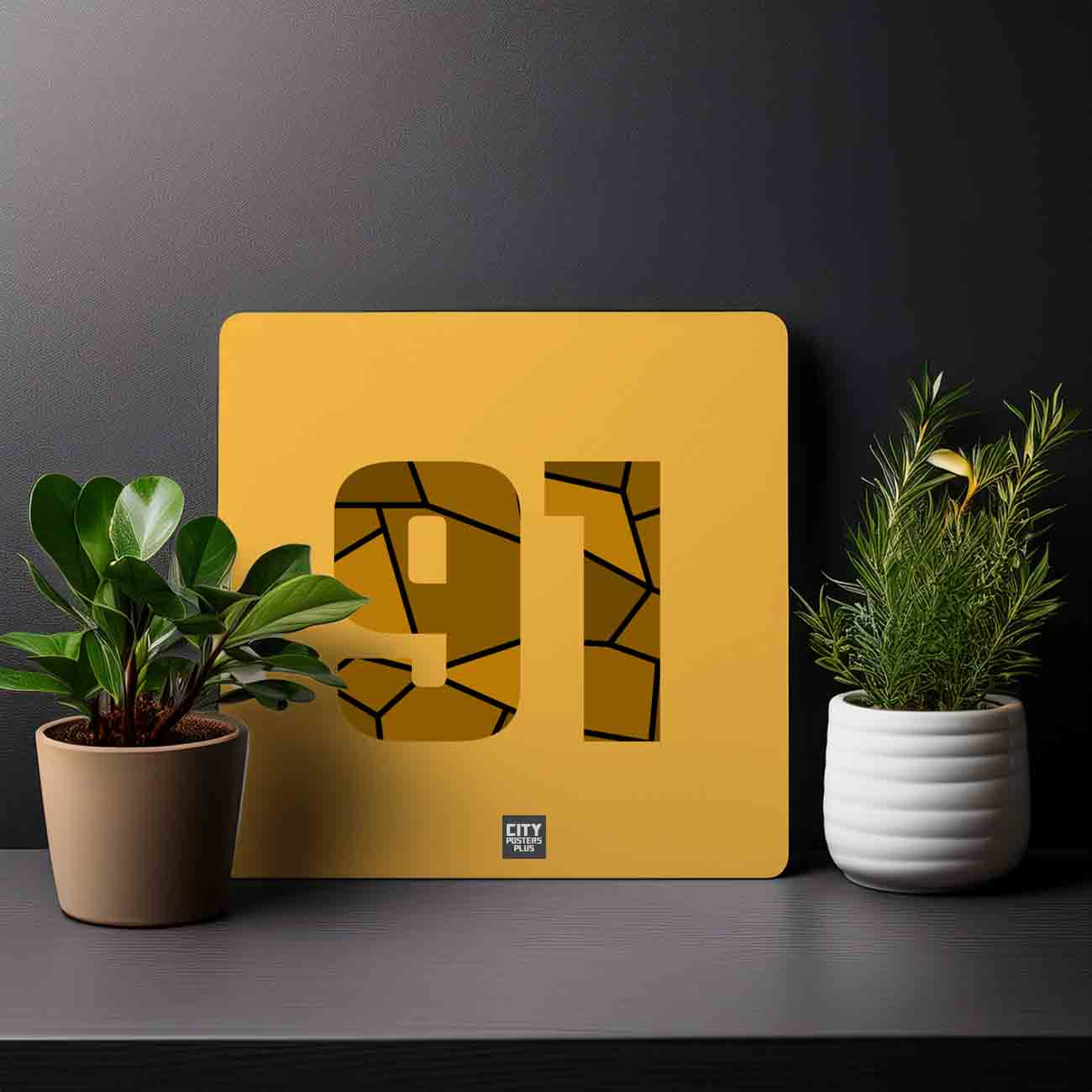 91 Number Mousepad (Golden Yellow)