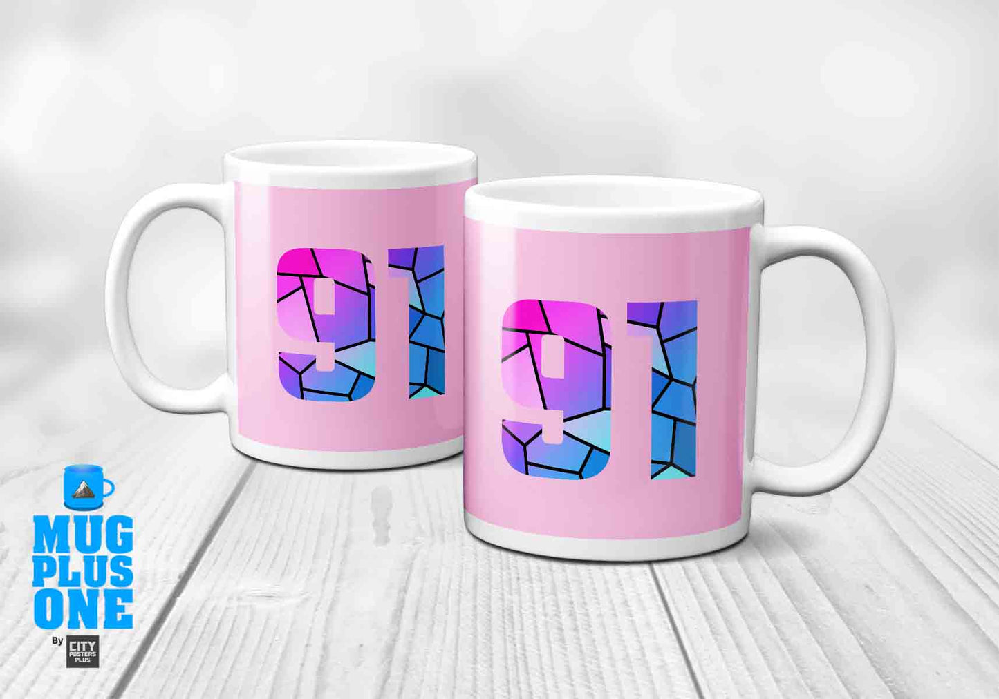 91 Number Mug (Light Pink)
