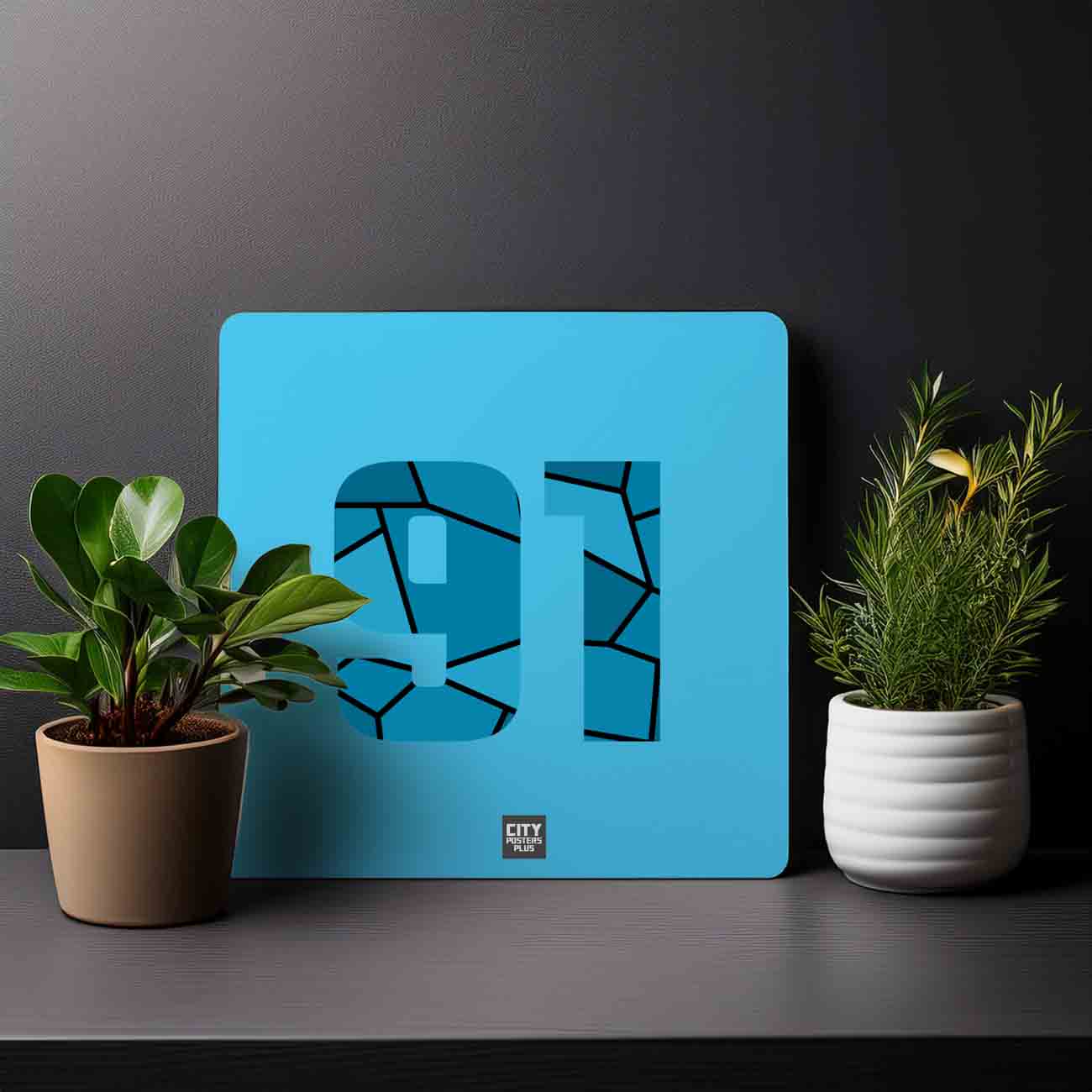 91 Number Mousepad (Sky Blue)
