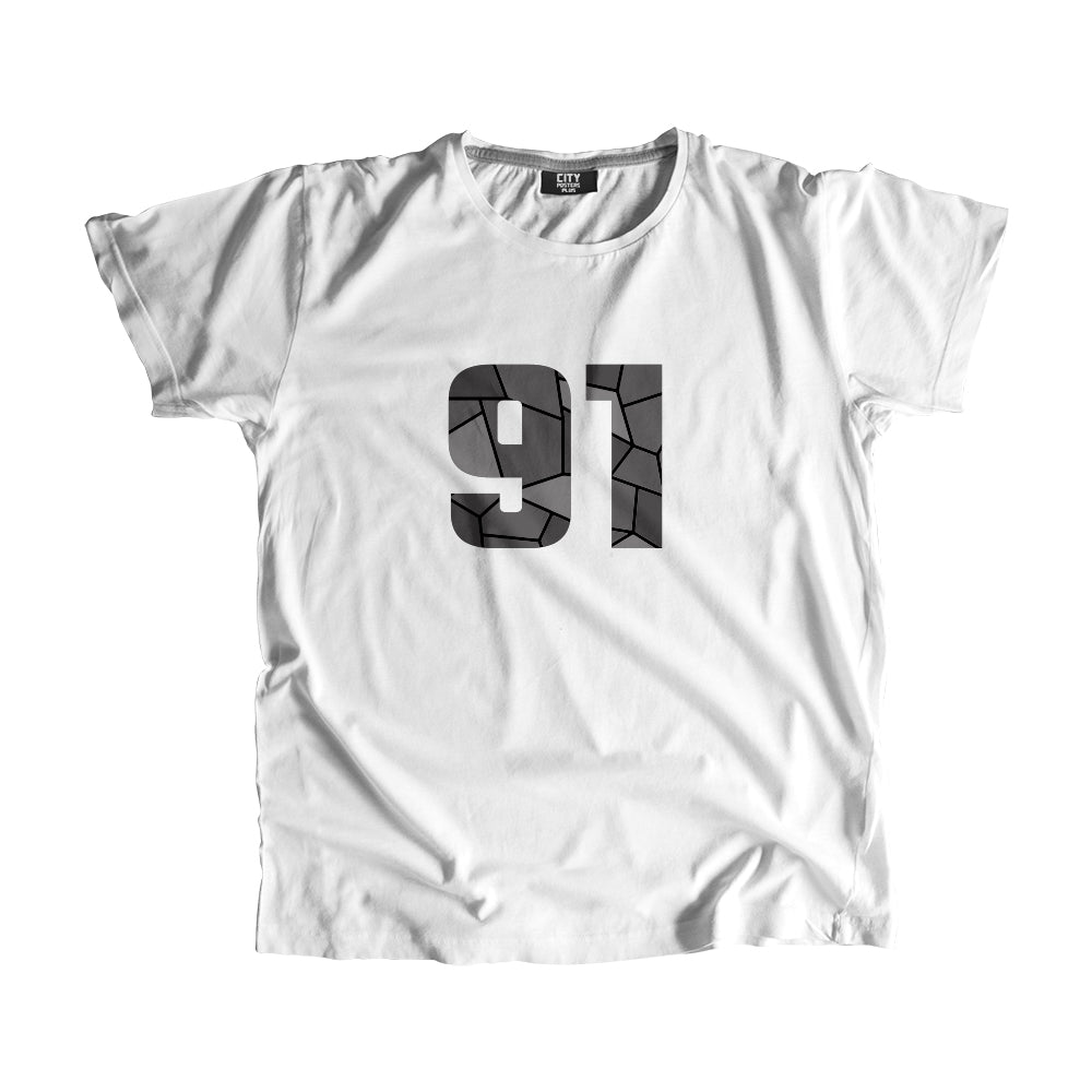 91 Number Men Unisex T-Shirt (White)| Classic Numeric Graphic Tee