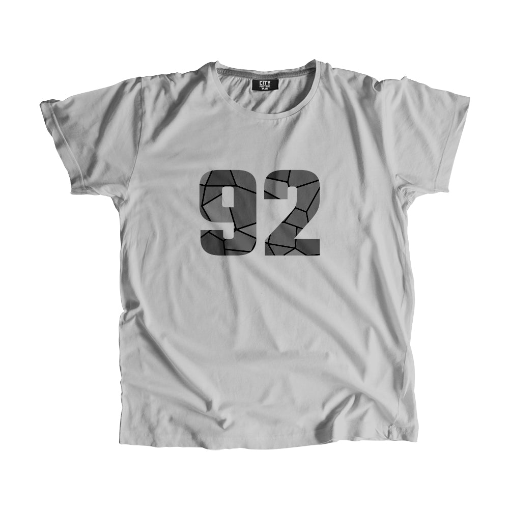 92 Number Men Unisex T-Shirt (Melange Grey)| Classic Numeric Graphic Tee