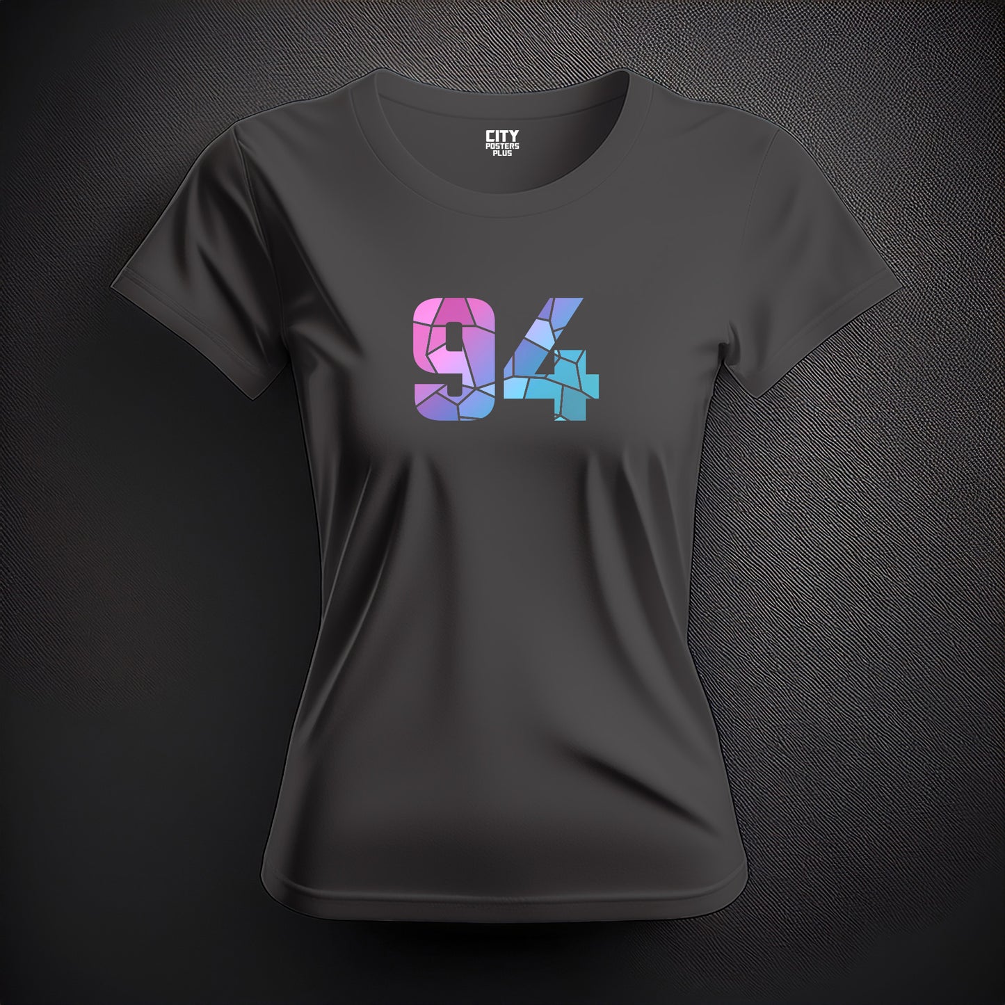 City Posters Plus 94 Number Women T-Shirt (Charcoal Grey) | Stylish Numeric Graphic Tee