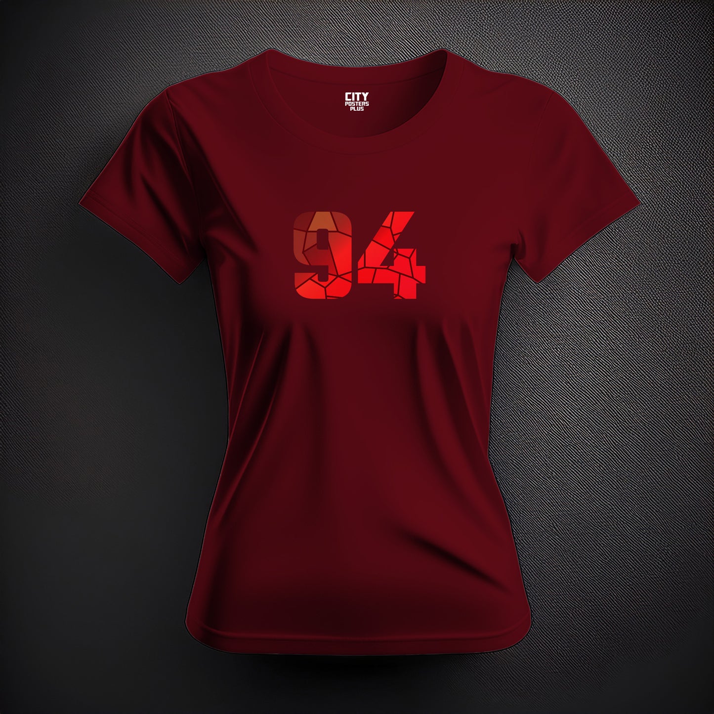 City Posters Plus 94 Number Women T-Shirt (Maroon) | Stylish Numeric Graphic Tee