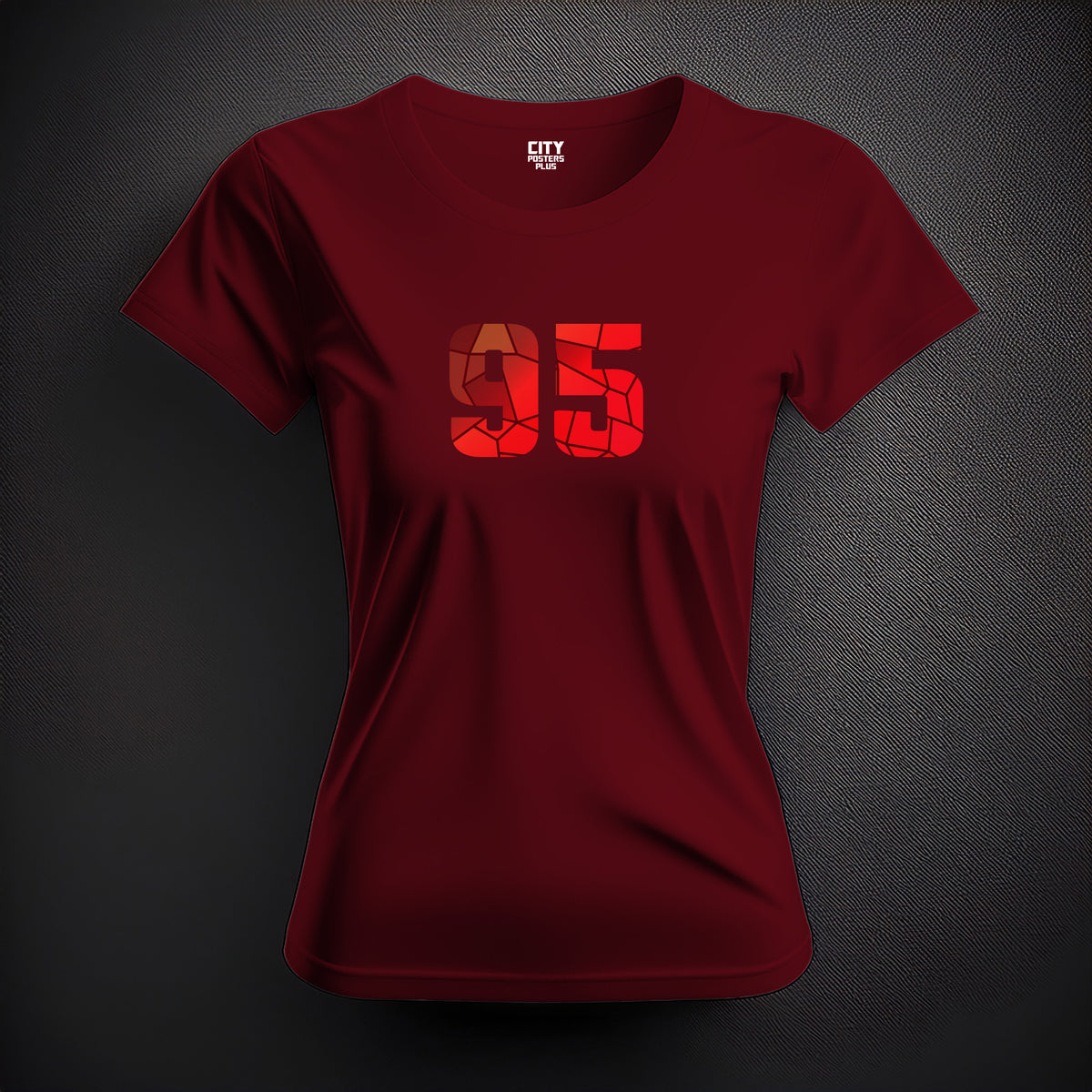 Number 95 Women T-Shirt (Maroon) | Stylish Numeric Graphic Tee
