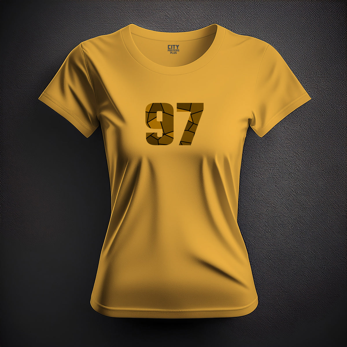 Number 97 Women T-Shirt (Golden Yellow) | Stylish Numeric Graphic Tee