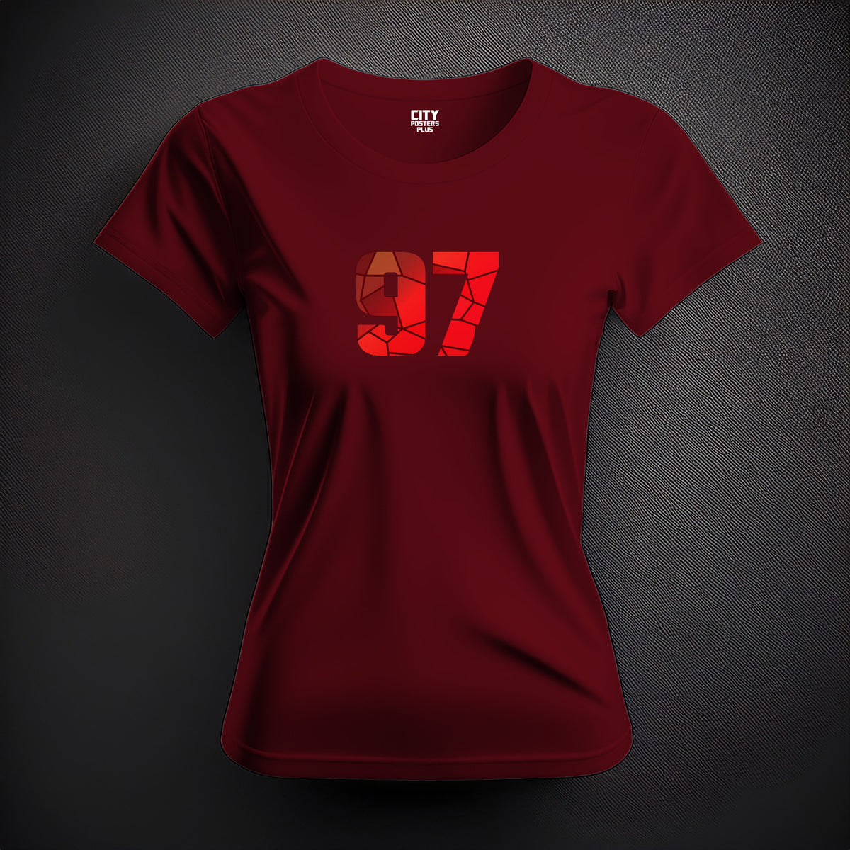 Number 97 Women T-Shirt (Maroon) | Stylish Numeric Graphic Tee