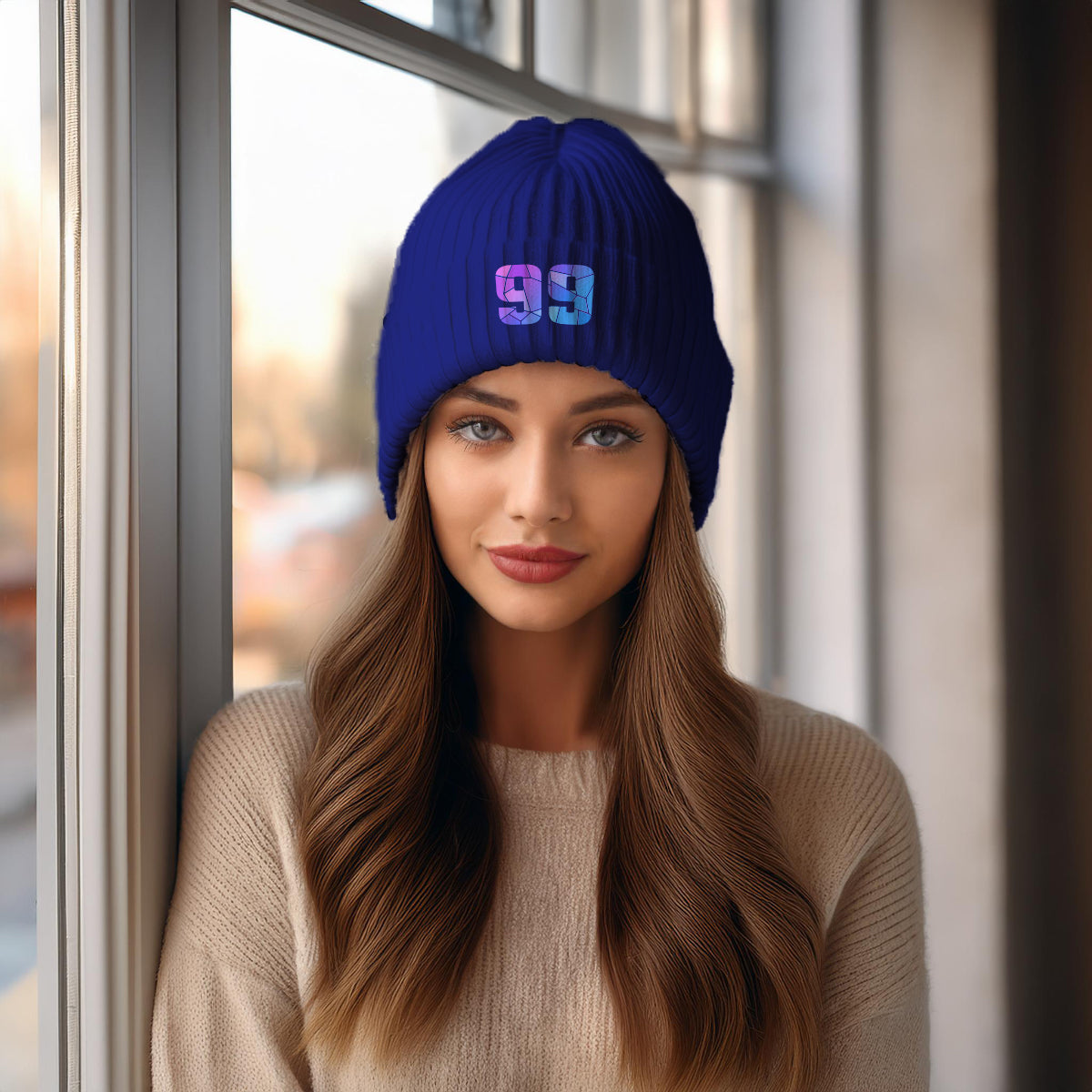 99 Number Beanie | Modern Numeric Knit Winter Hat | Beanies Plus by City Posters Plus