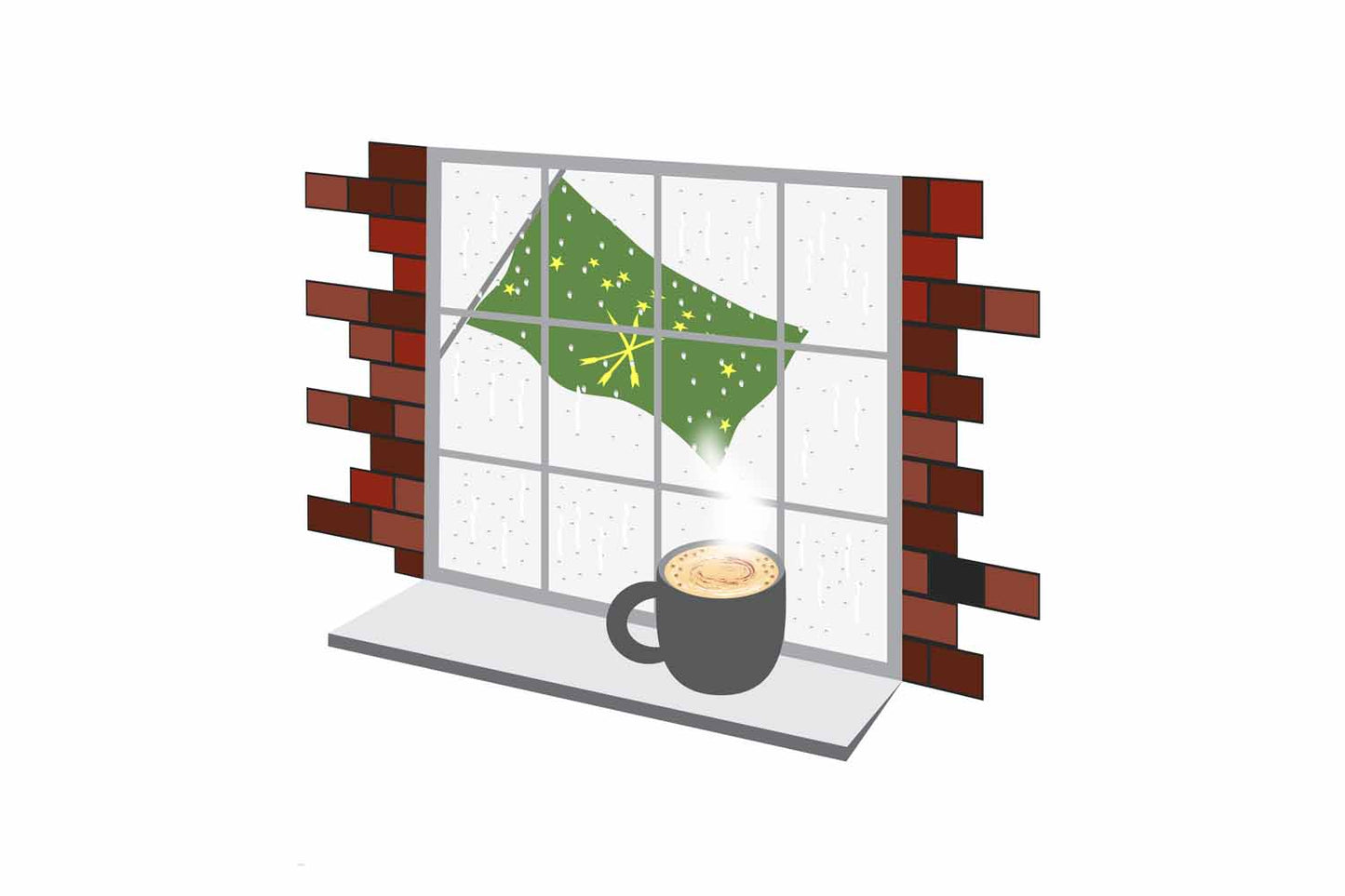 Adygea Coffee Rain Window Fridge Magnet