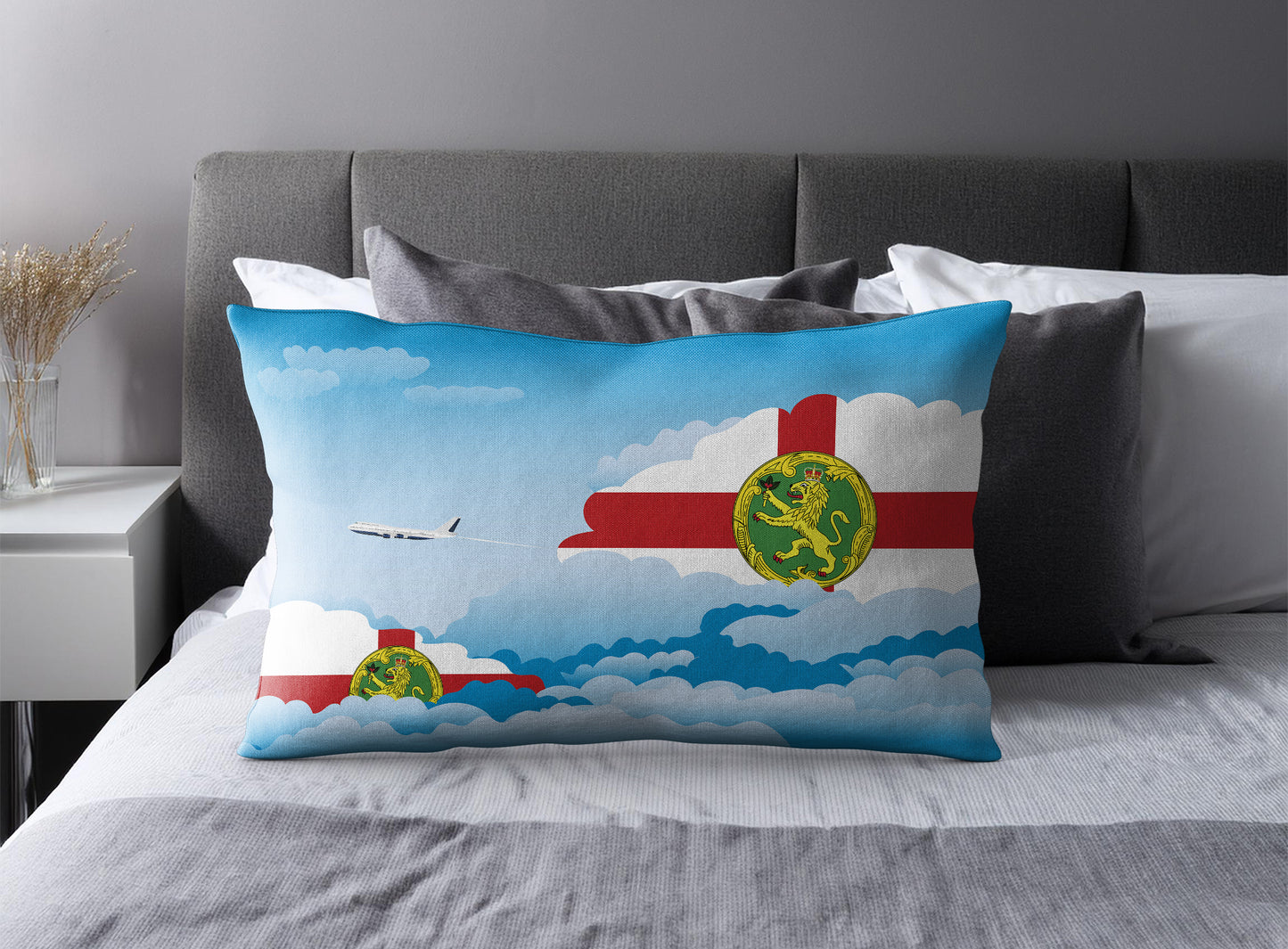 Alderney Day Clouds Pillow Case and Pillow Throw