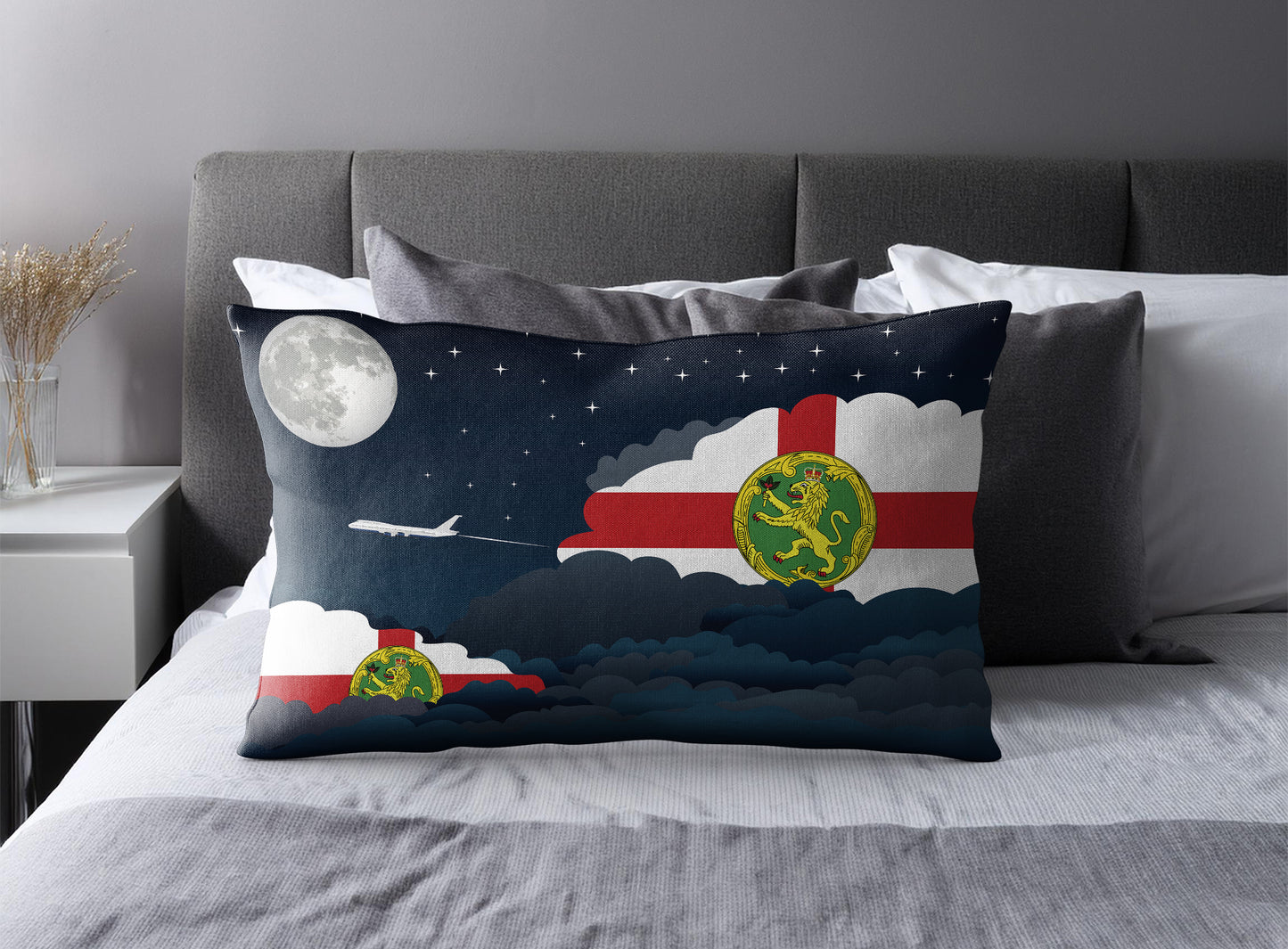 Alderney World Airplane Night Clouds Square & Rectangle Pillow Cases | Aviation Night Sky Pillow Covers