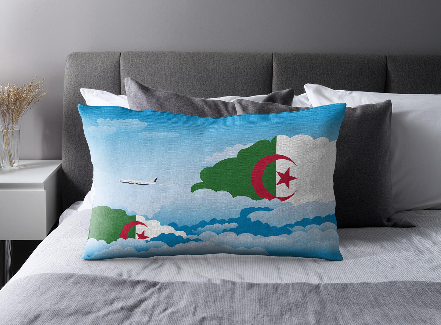 Algeria World Airplane Day Clouds Square & Rectangle Pillow Cases | Aviation Decorative Pillow Covers
