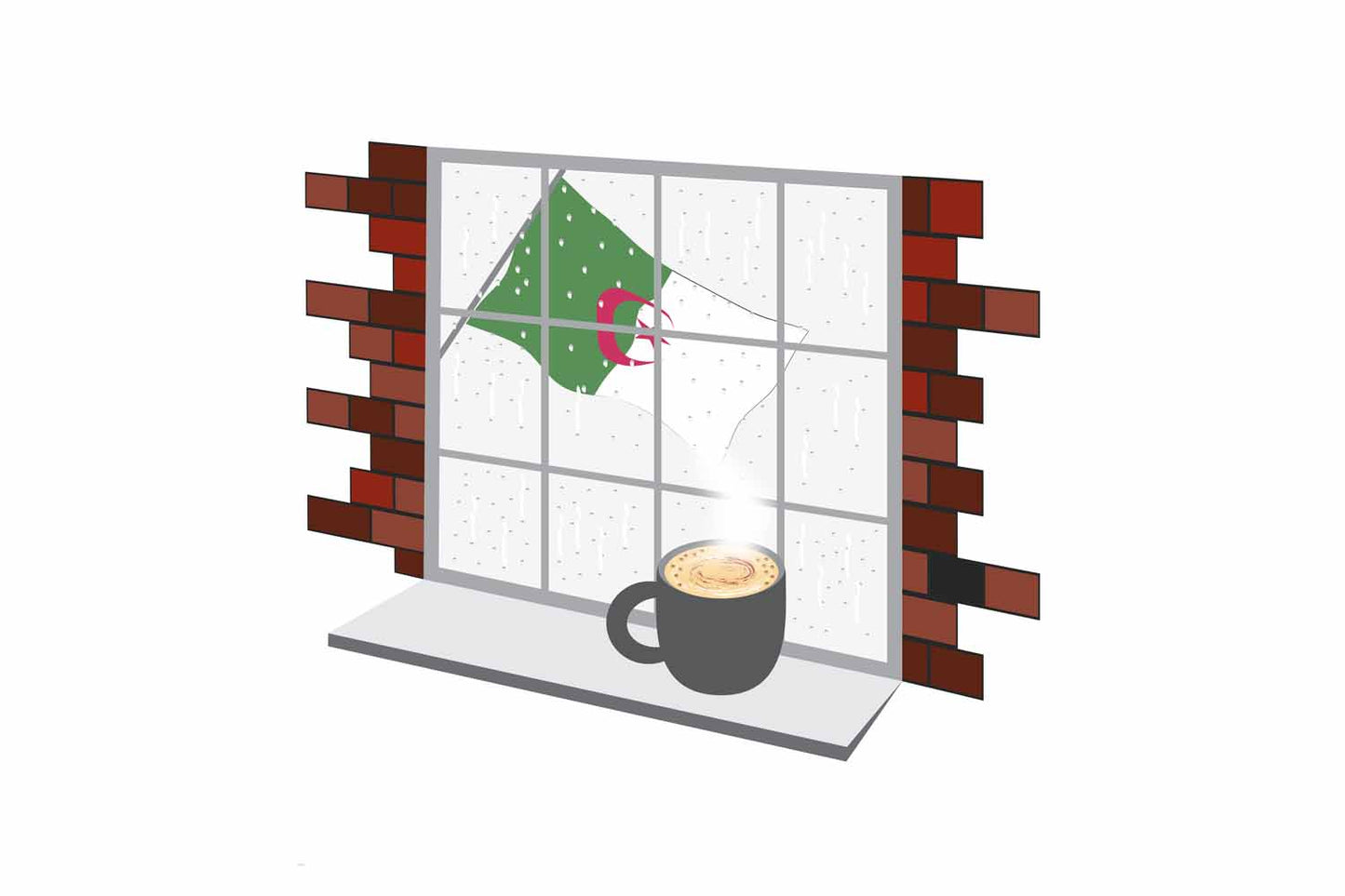 Algeria Coffee Rain Window Fridge Magnet
