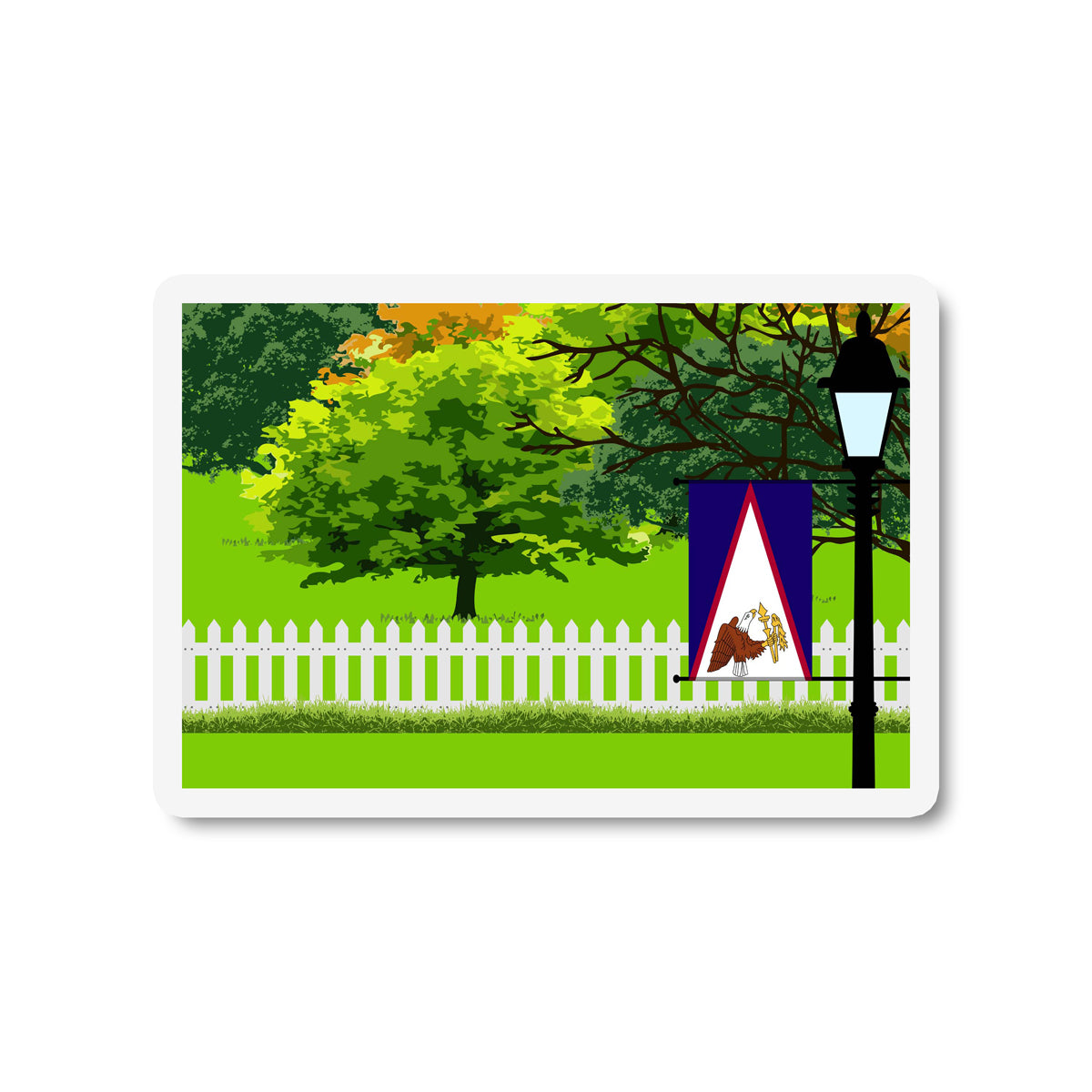 American Samoa Trees and Street Lamp Sticker