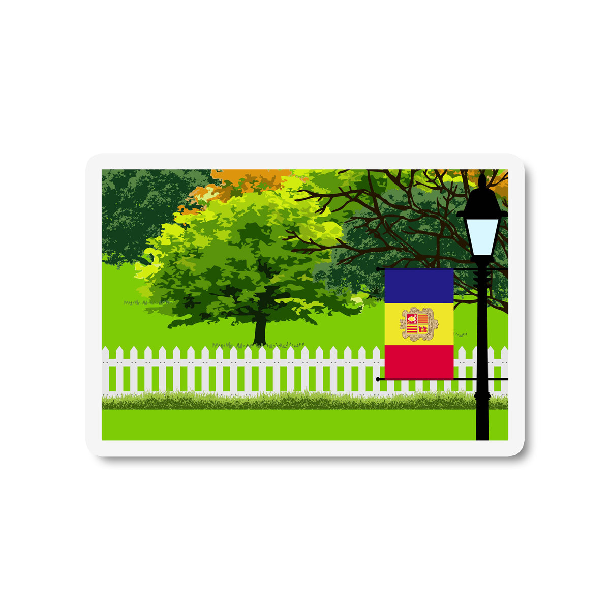 Andorra Trees and Street Lamp Sticker
