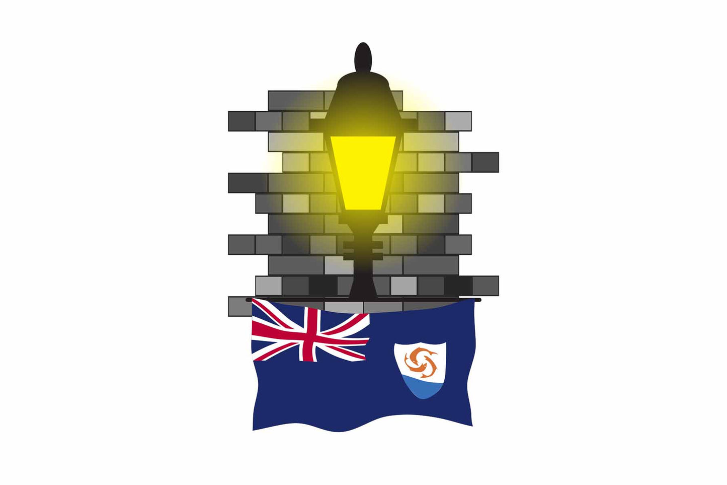 Anguilla Street Lamp Bricks Fridge Magnet