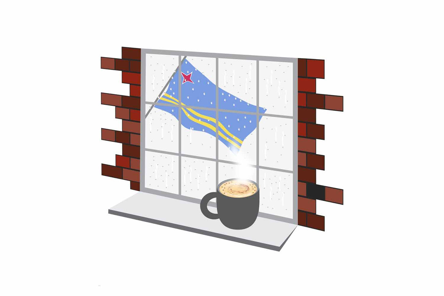 Aruba Coffee Rain Window Fridge Magnet