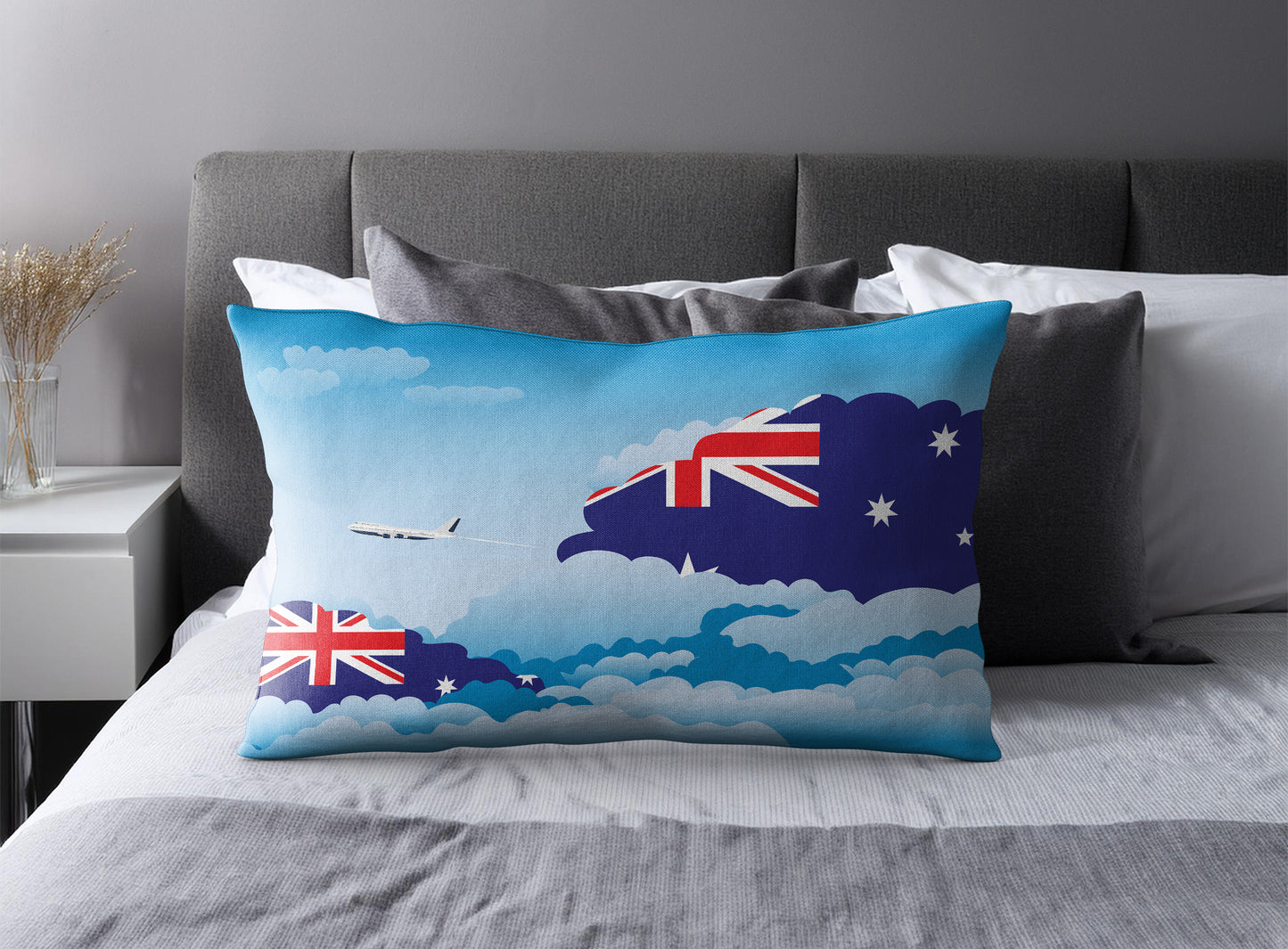 Australia World Airplane Day Clouds Square & Rectangle Pillow Cases | Aviation Decorative Pillow Covers