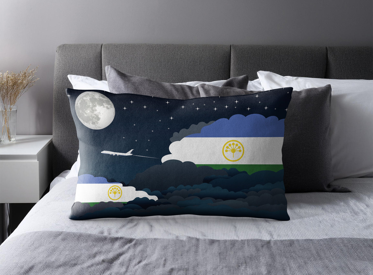 Bashkortostan World Airplane Night Clouds Square & Rectangle Pillow Cases | Aviation Night Sky Pillow Covers