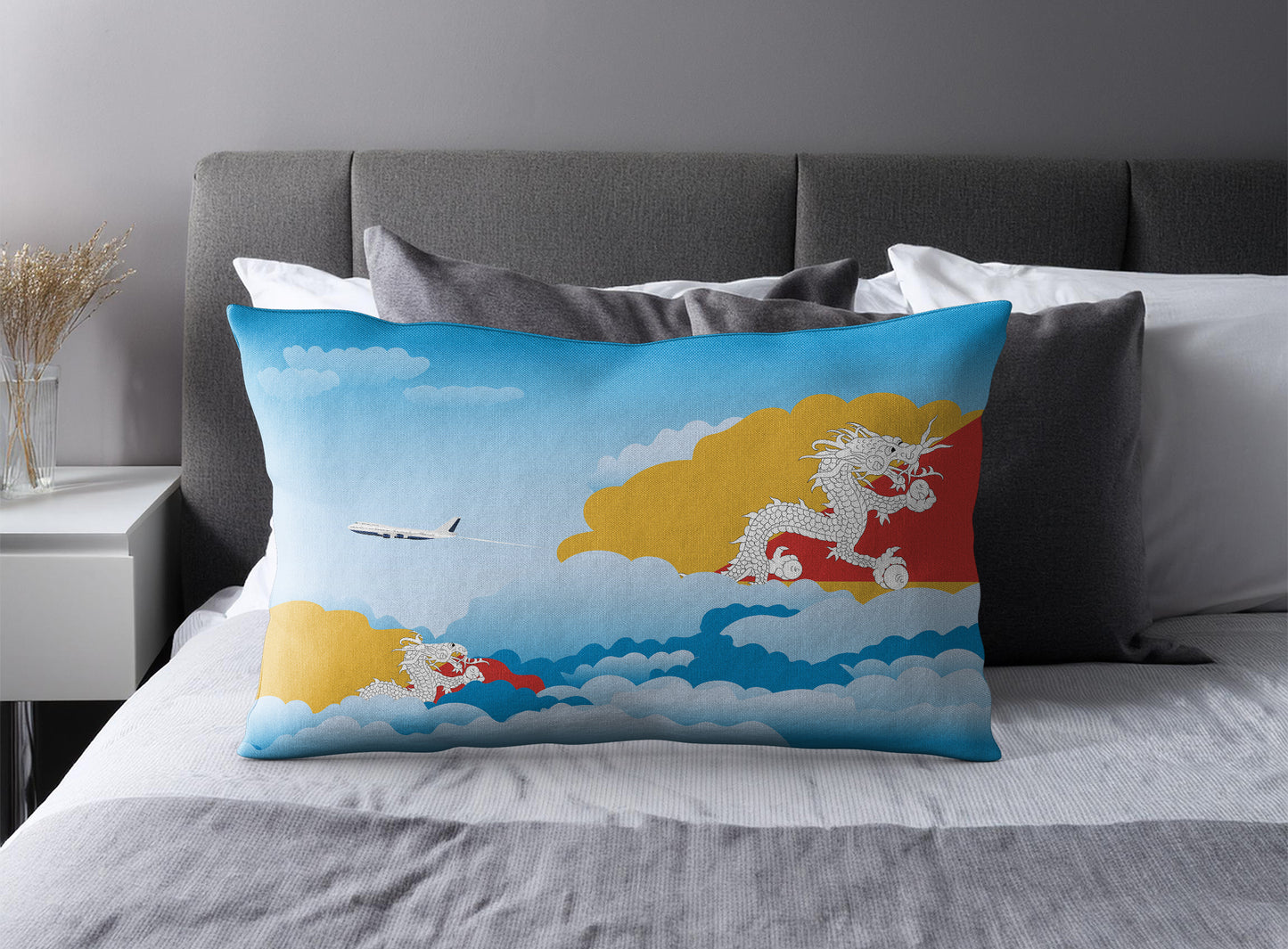 Bhutan World Airplane Day Clouds Square & Rectangle Pillow Cases | Aviation Decorative Pillow Covers
