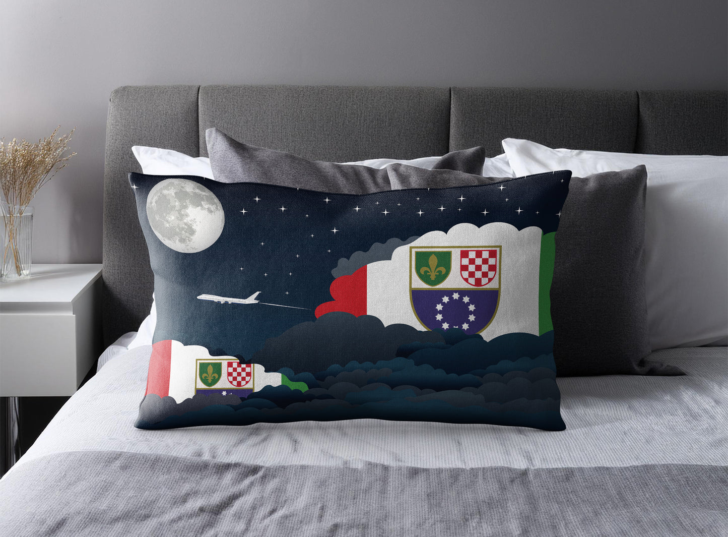Bosnia Case and Herzegovina Federation of Night Clouds Pillow Case and Pillow Throw