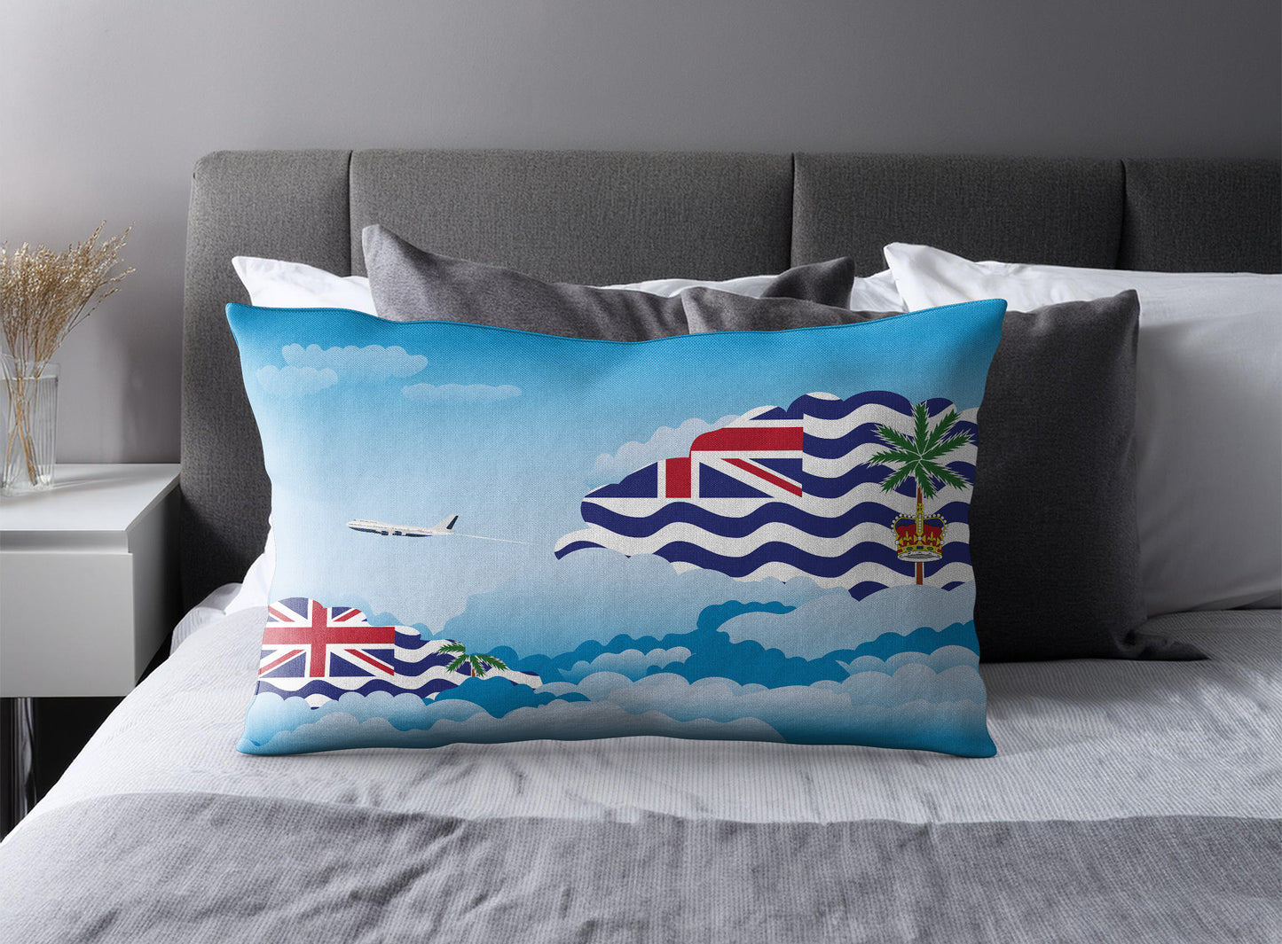 British Indian Ocean Territory World Airplane Day Clouds Square & Rectangle Pillow Cases | Aviation Decorative Pillow Covers