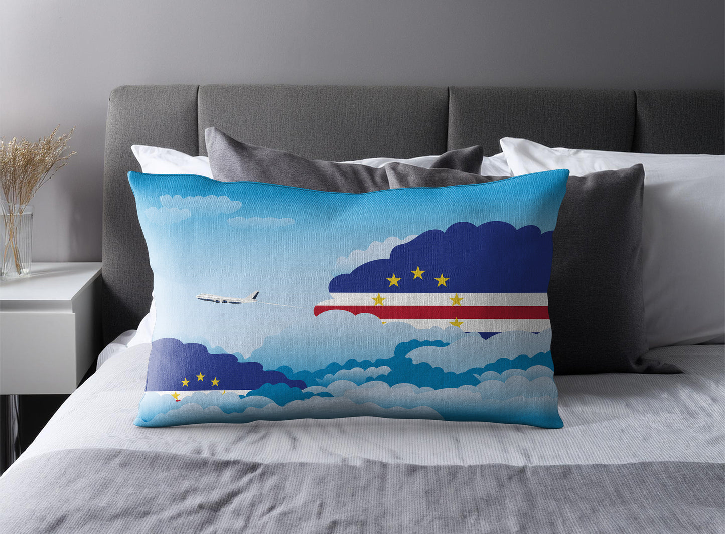 Cape Verde World Airplane Day Clouds Square & Rectangle Pillow Cases | Aviation Decorative Pillow Covers