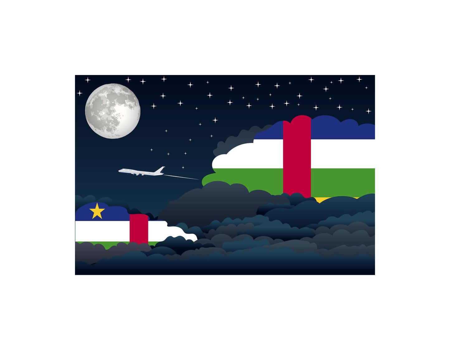 Central African Republic Night Clouds Blankets & Throws | Premium Soft Blankets | City Posters Plus