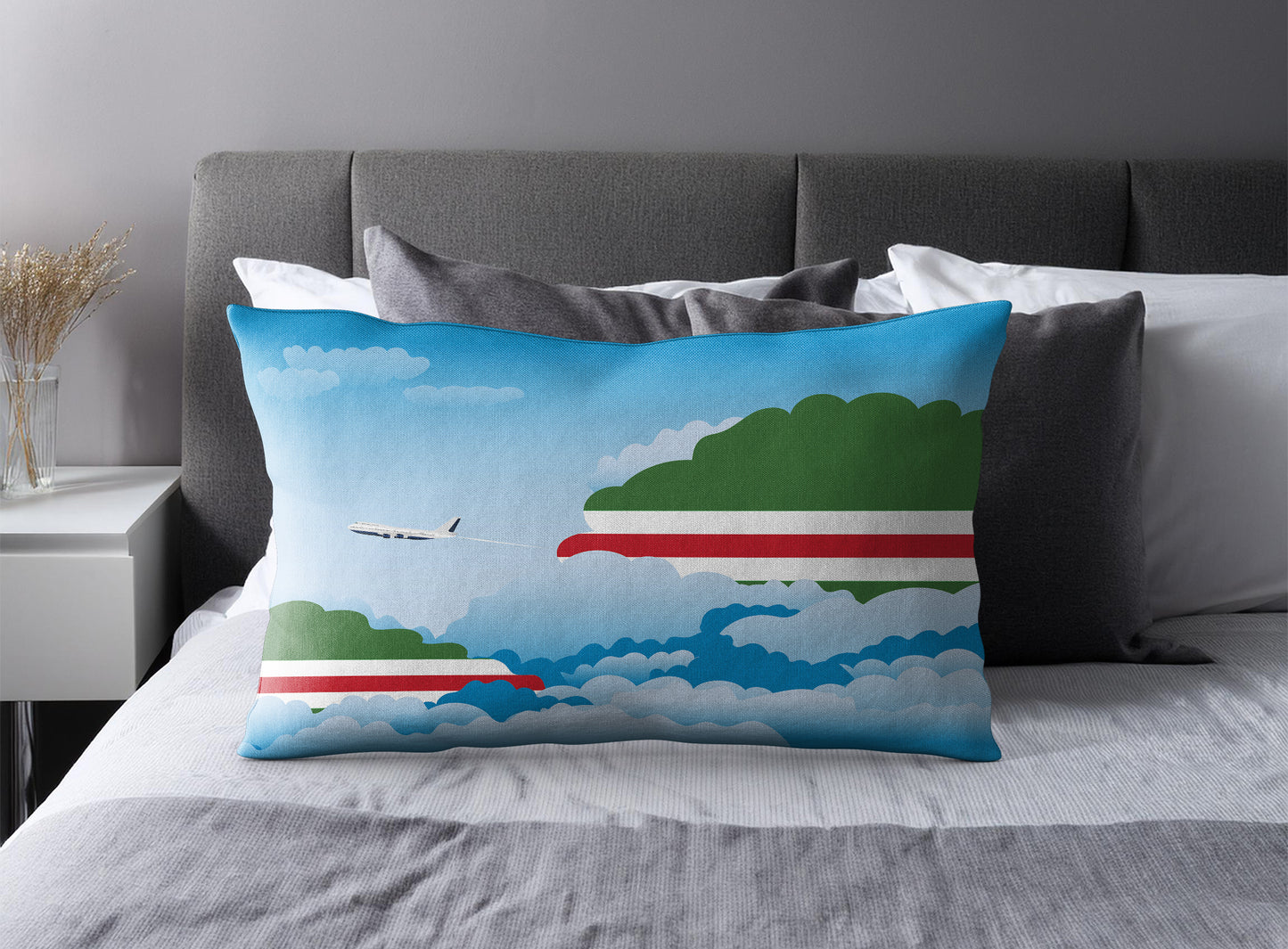 Chechen Republic of Ichkeria World Airplane Day Clouds Square & Rectangle Pillow Cases | Aviation Decorative Pillow Covers