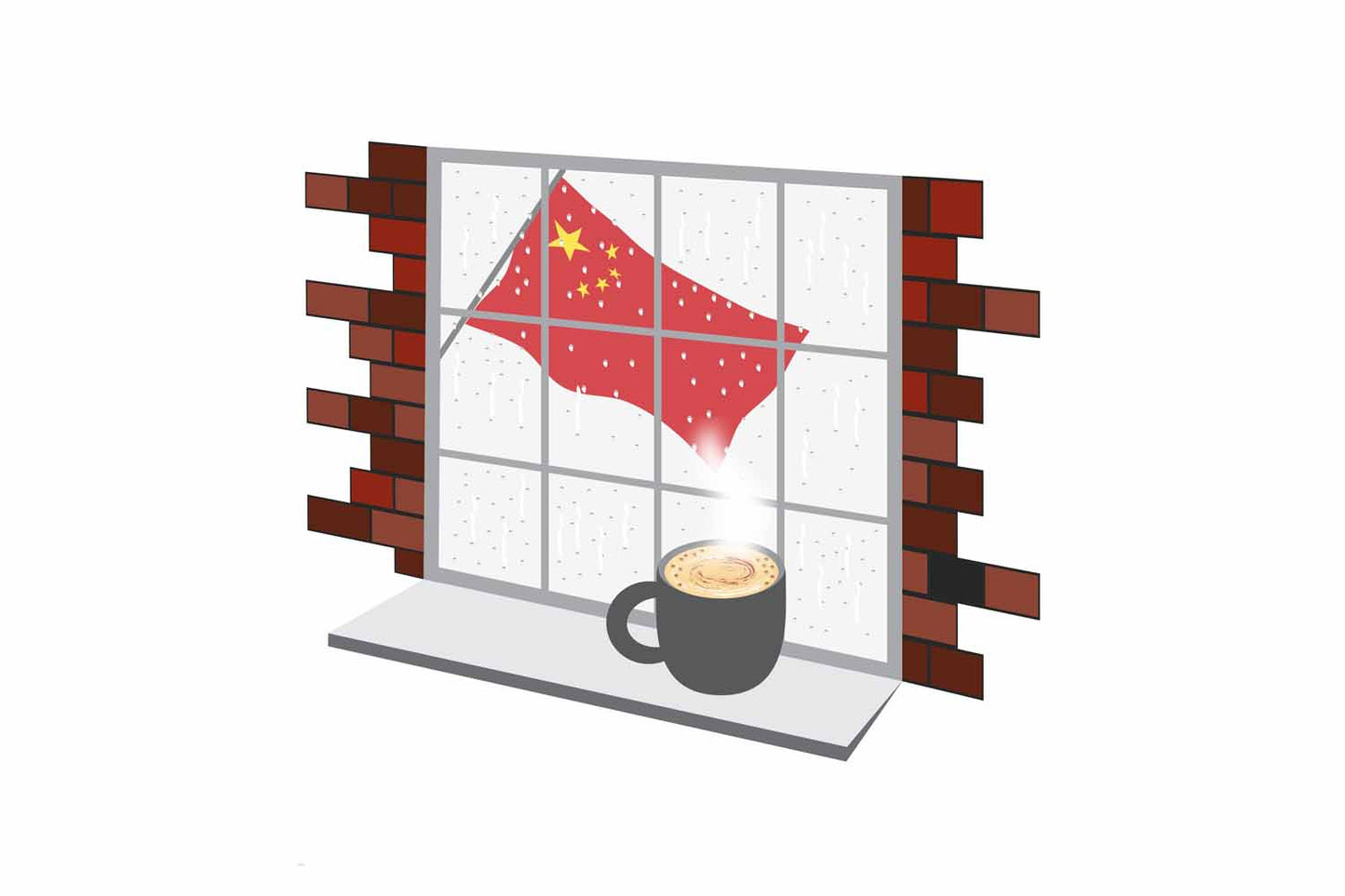 China Coffee Rain Window Fridge Magnet
