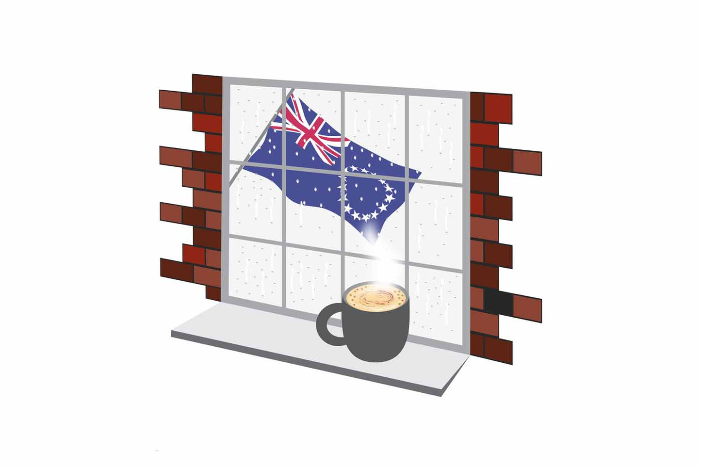Cook Islands Coffee Rain Window Fridge Magnet