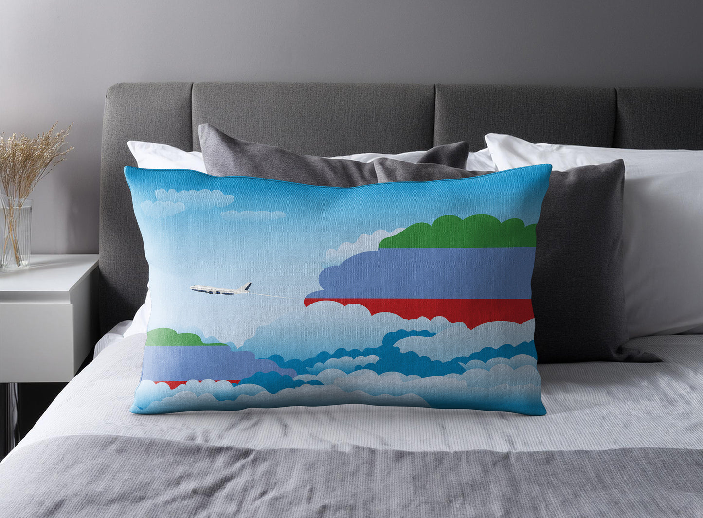 Dagestan World Airplane Day Clouds Square & Rectangle Pillow Cases | Aviation Decorative Pillow Covers