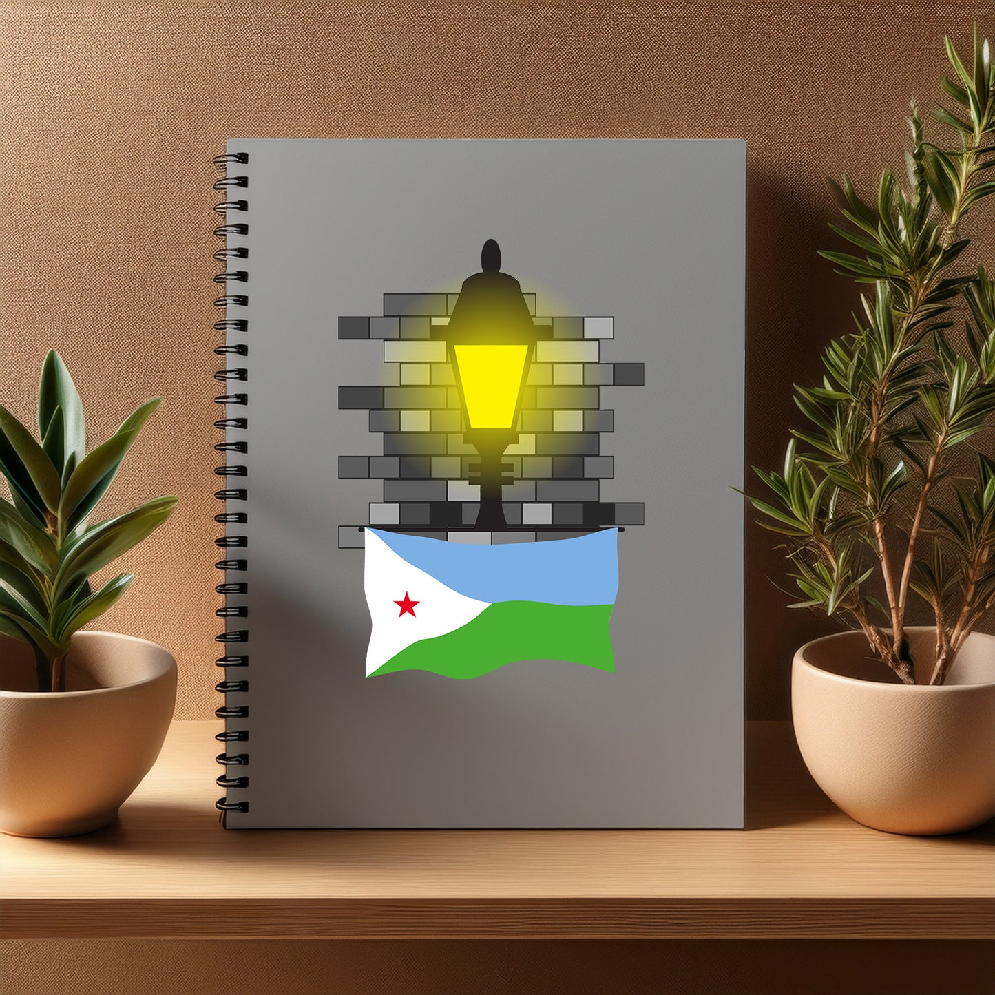 Djibouti Street Lamp Bricks Notebook