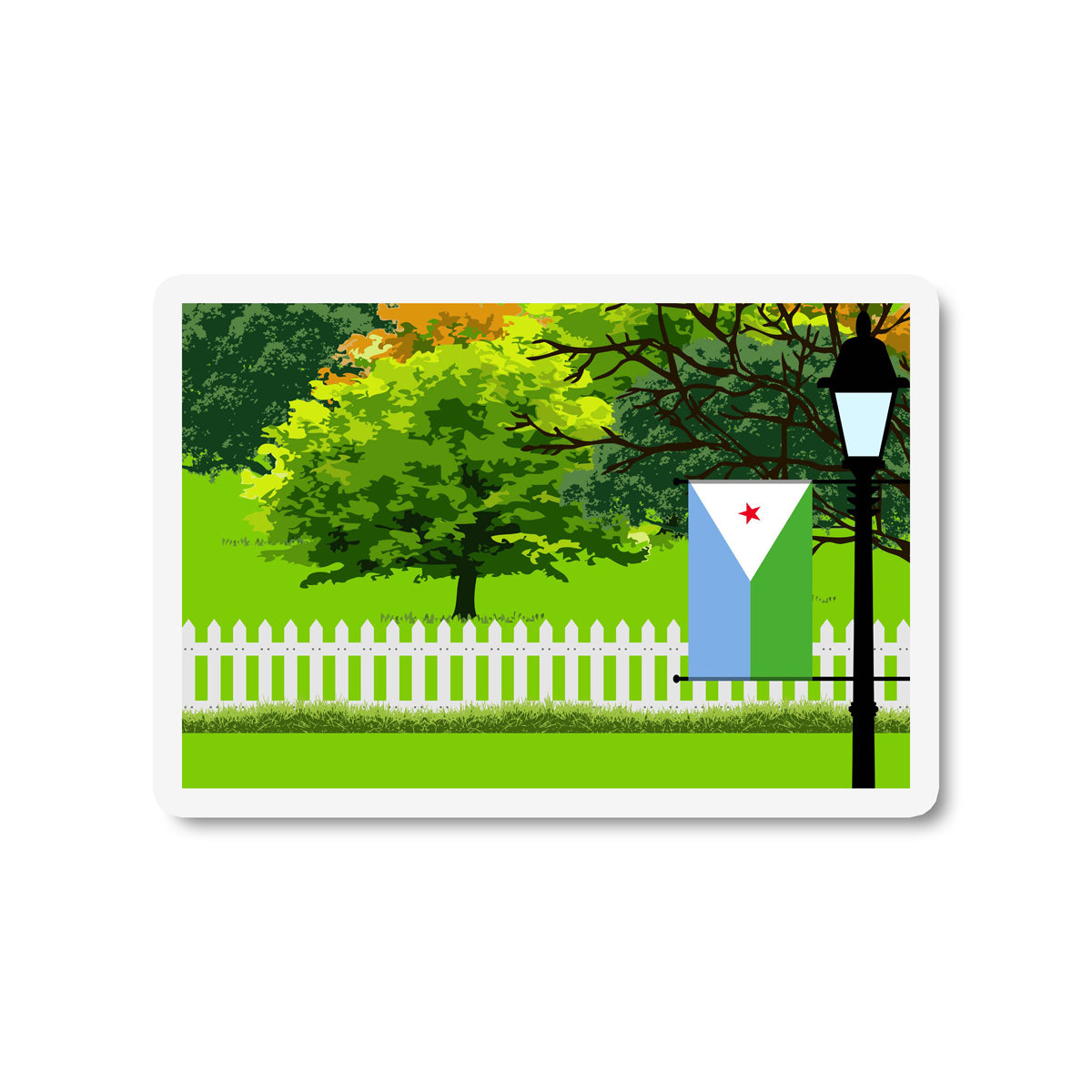 Djibouti Trees Street Lamp Fridge Magnet