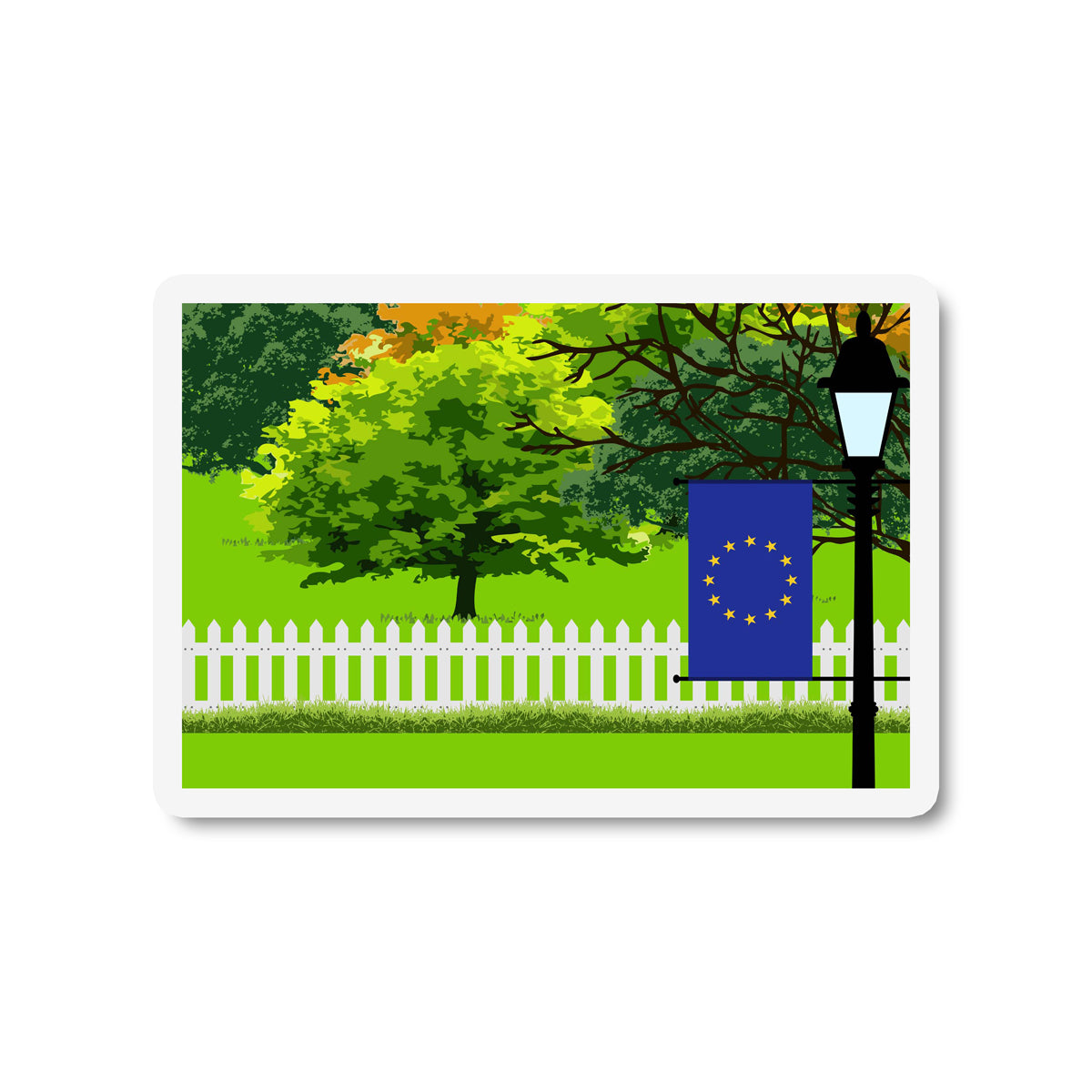 European Union Trees Street Lamp Fridge Magnet
