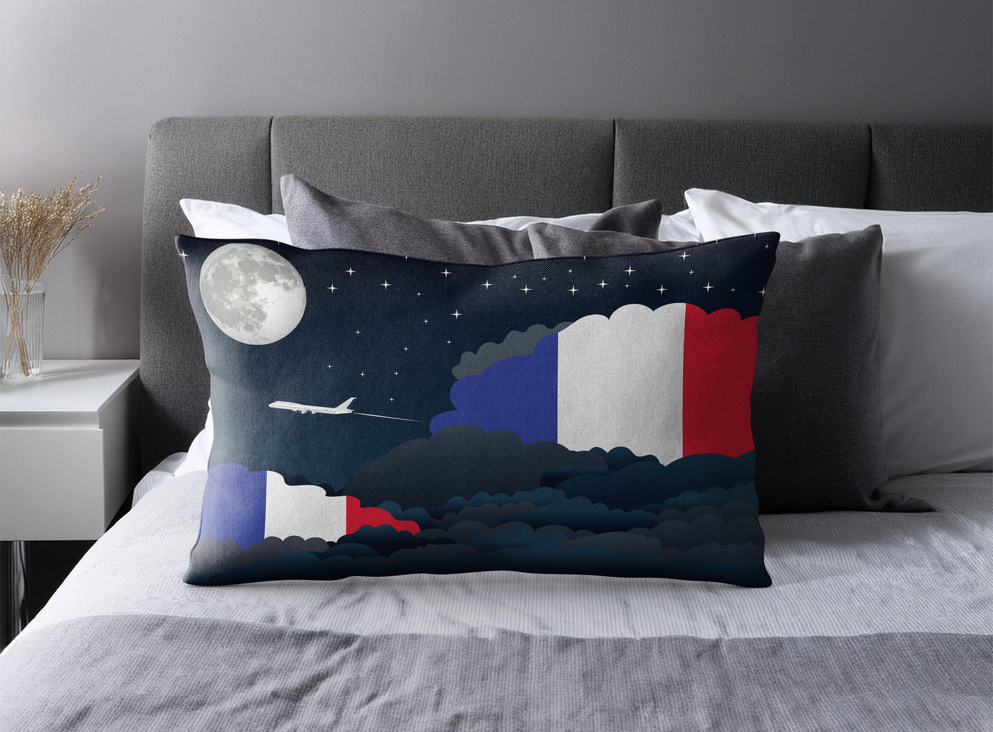 France Night Clouds Pillow Case and Pillow Throw