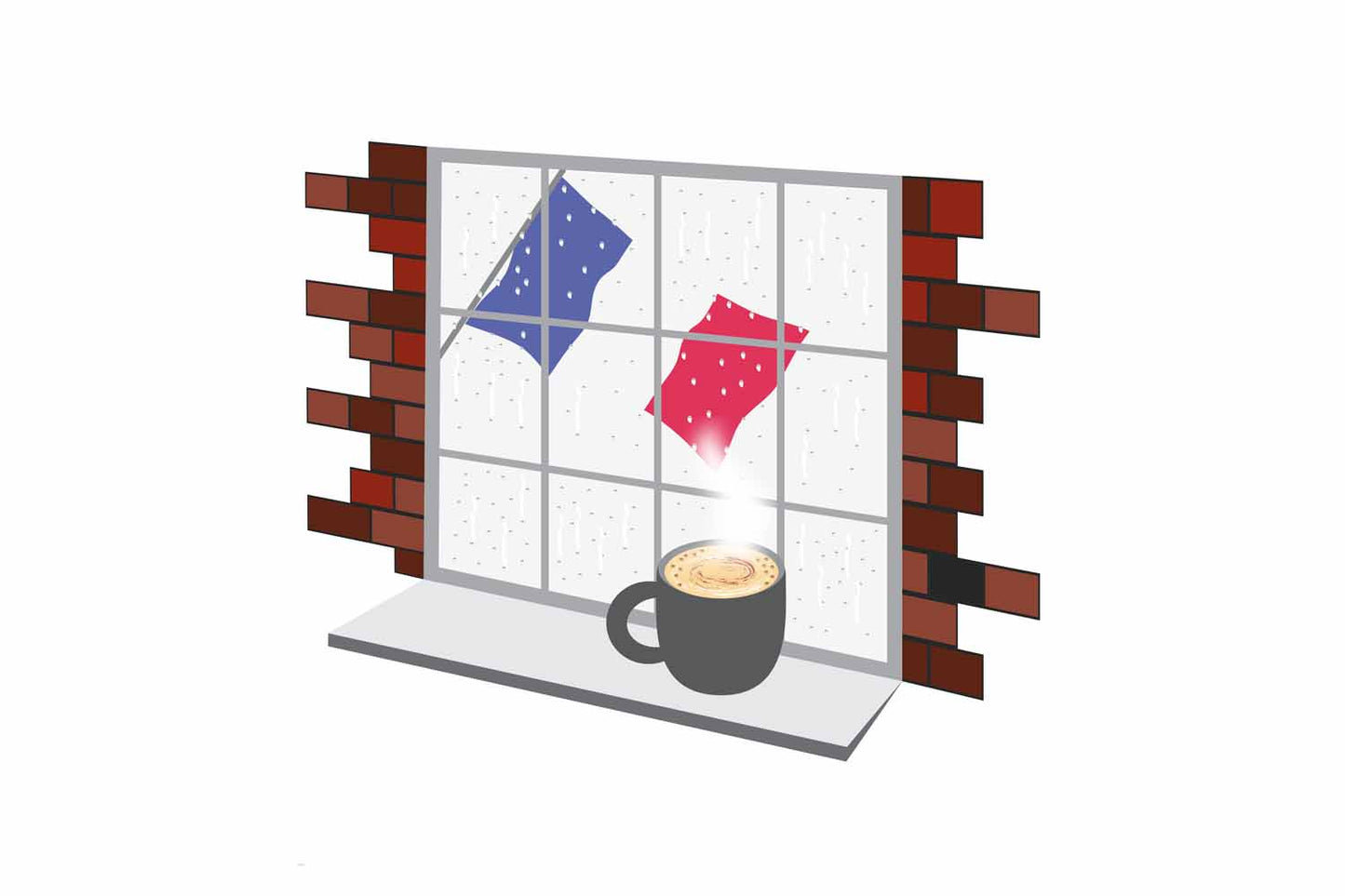 France Coffee Rain Window Sticker