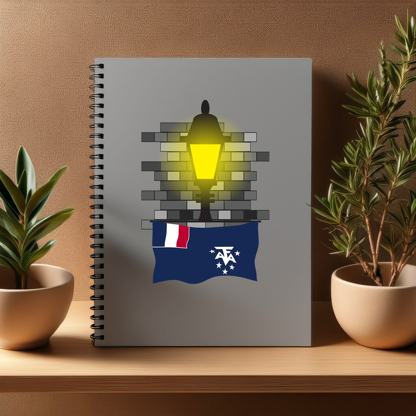 French Southern and Antarctic Lands Street Lamp Bricks Notebook