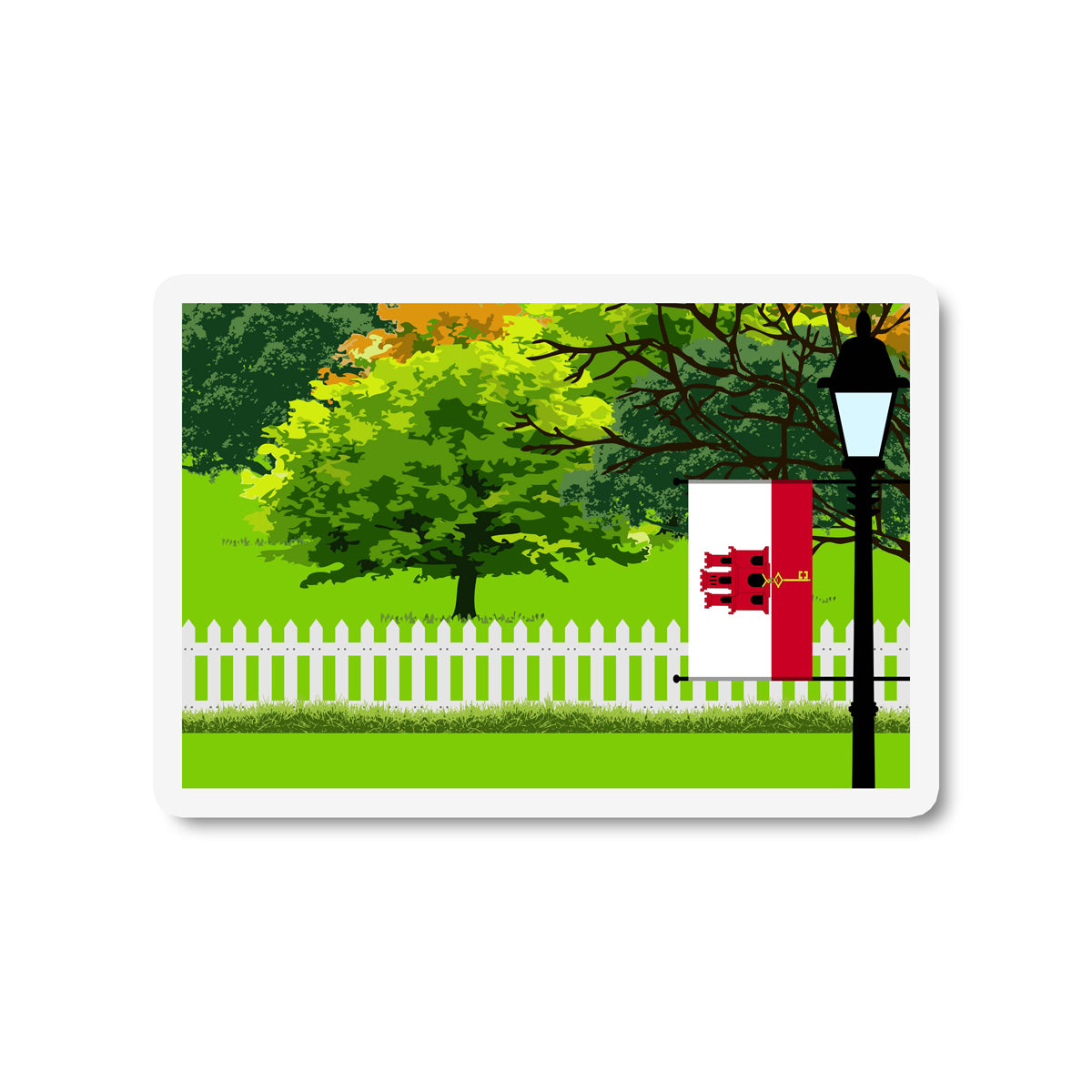 Gibraltar Trees Street Lamp Fridge Magnet