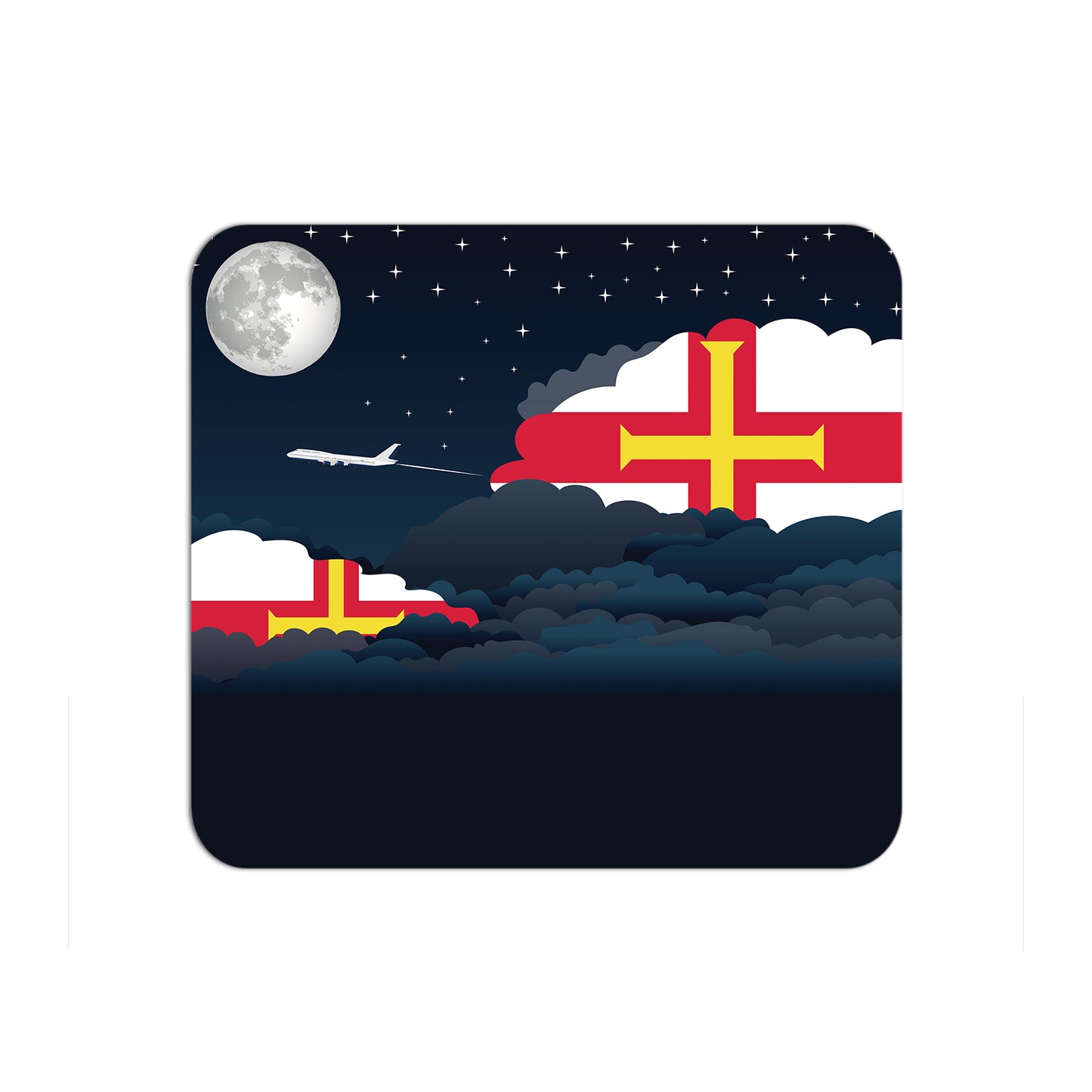 Guernsey Airplane Airport Flight Night Clouds Mousepad