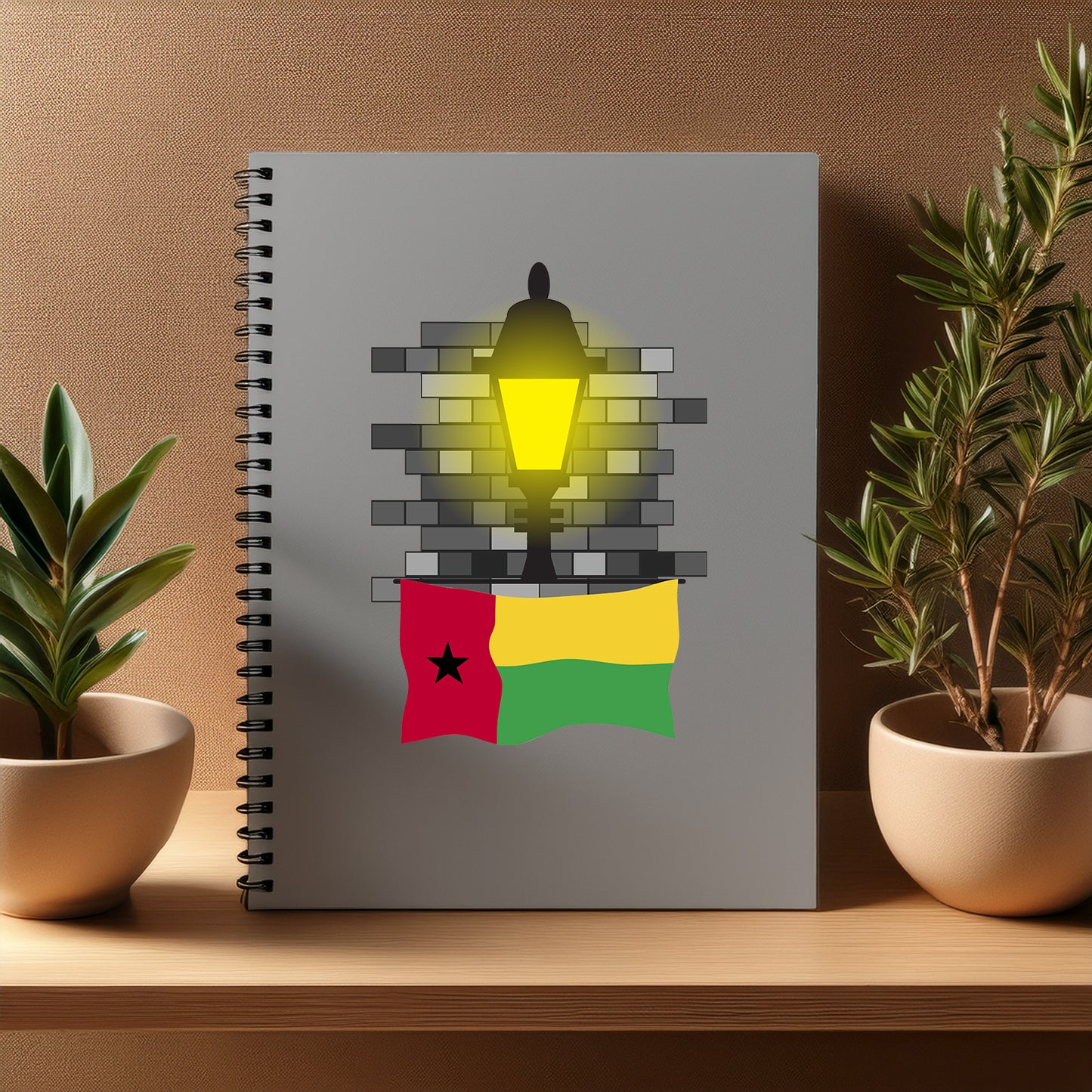 Guinea Bissau Street Lamp Bricks Notebook