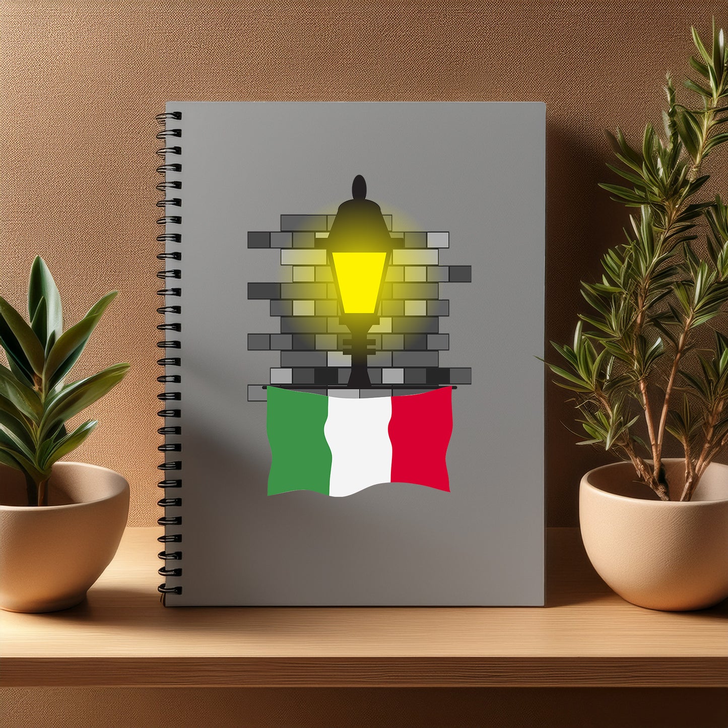 Italy Street Lamp Bricks Notebook