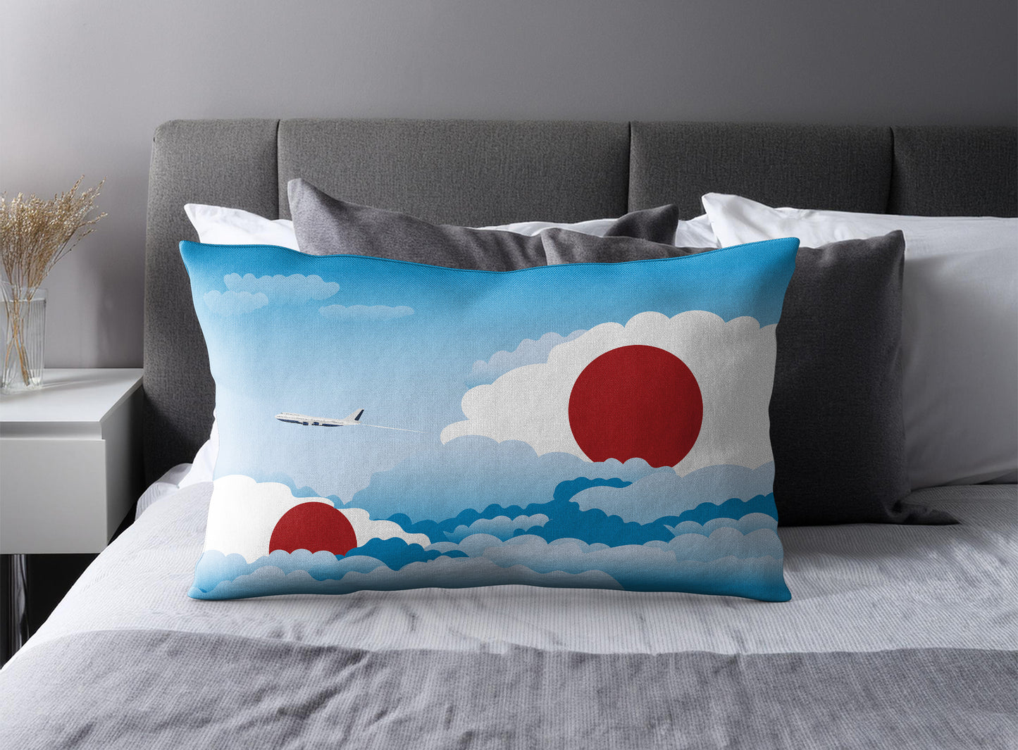 Japan World Airplane Day Clouds Square & Rectangle Pillow Cases | Aviation Decorative Pillow Covers