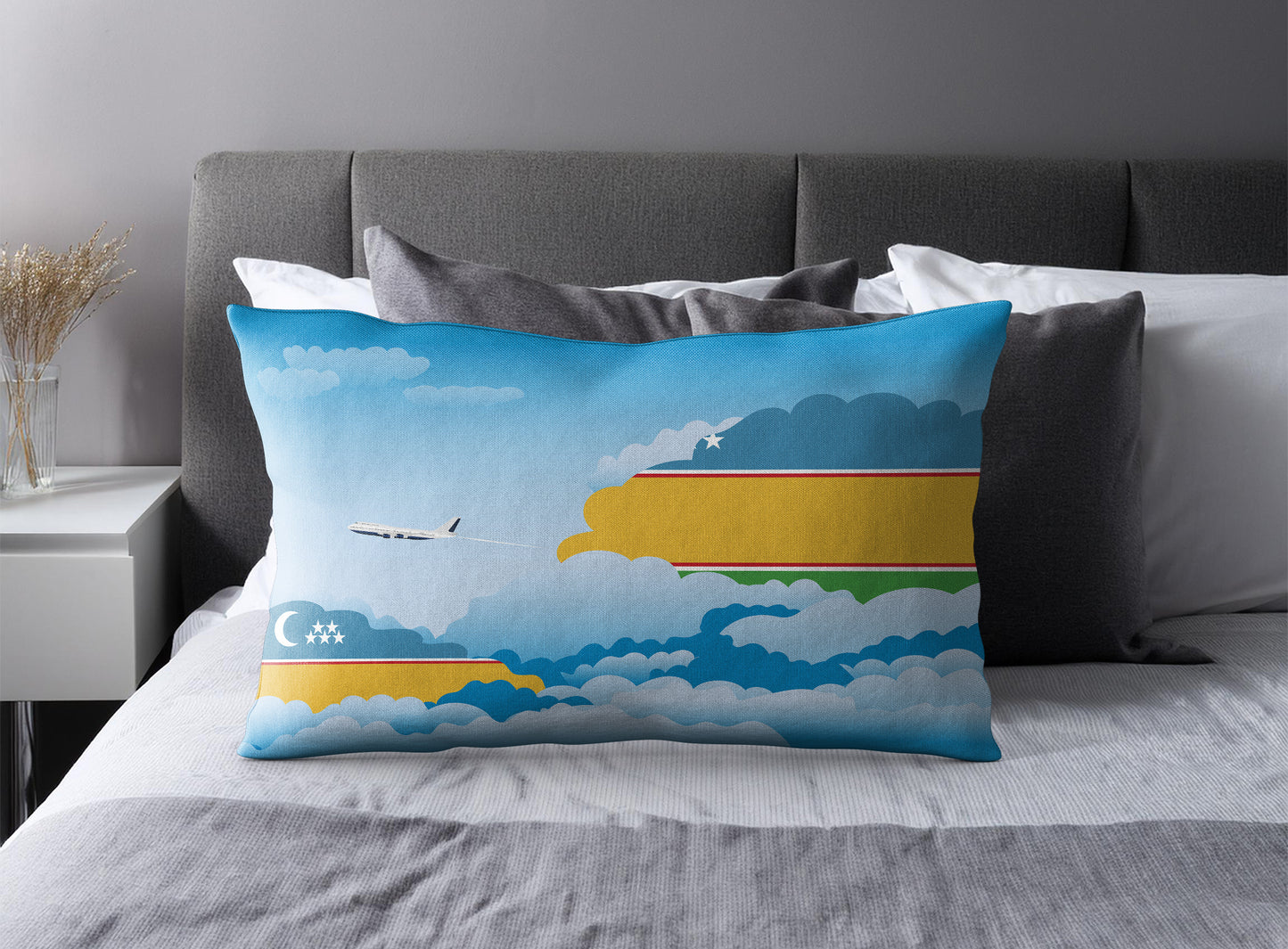 Karakalpakstan World Airplane Day Clouds Square & Rectangle Pillow Cases | Aviation Decorative Pillow Covers