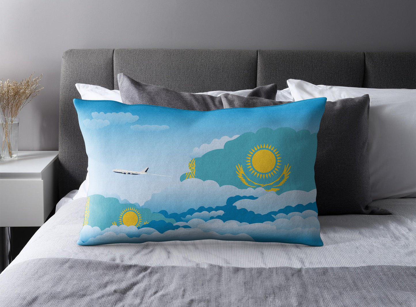 Kazakhstan World Airplane Day Clouds Square & Rectangle Pillow Cases | Aviation Decorative Pillow Covers