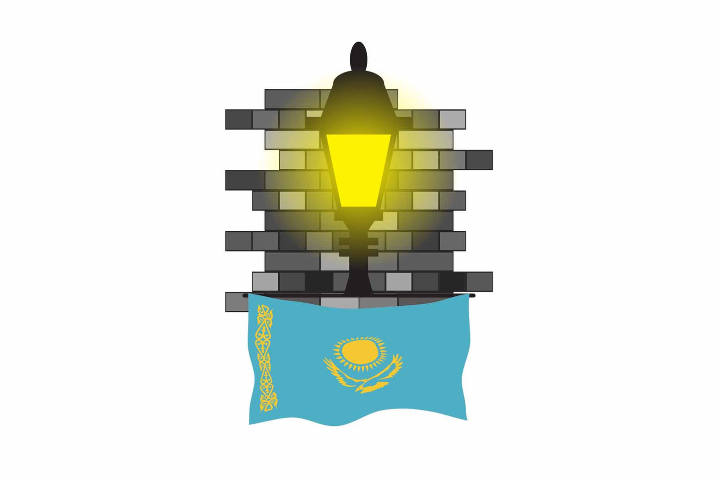 Kazakhstan Street Lamp Bricks Fridge Magnet