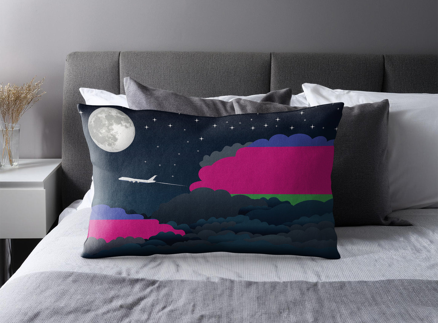 Kuban Peoples Republic World Airplane Night Clouds Square & Rectangle Pillow Cases | Aviation Night Sky Pillow Covers
