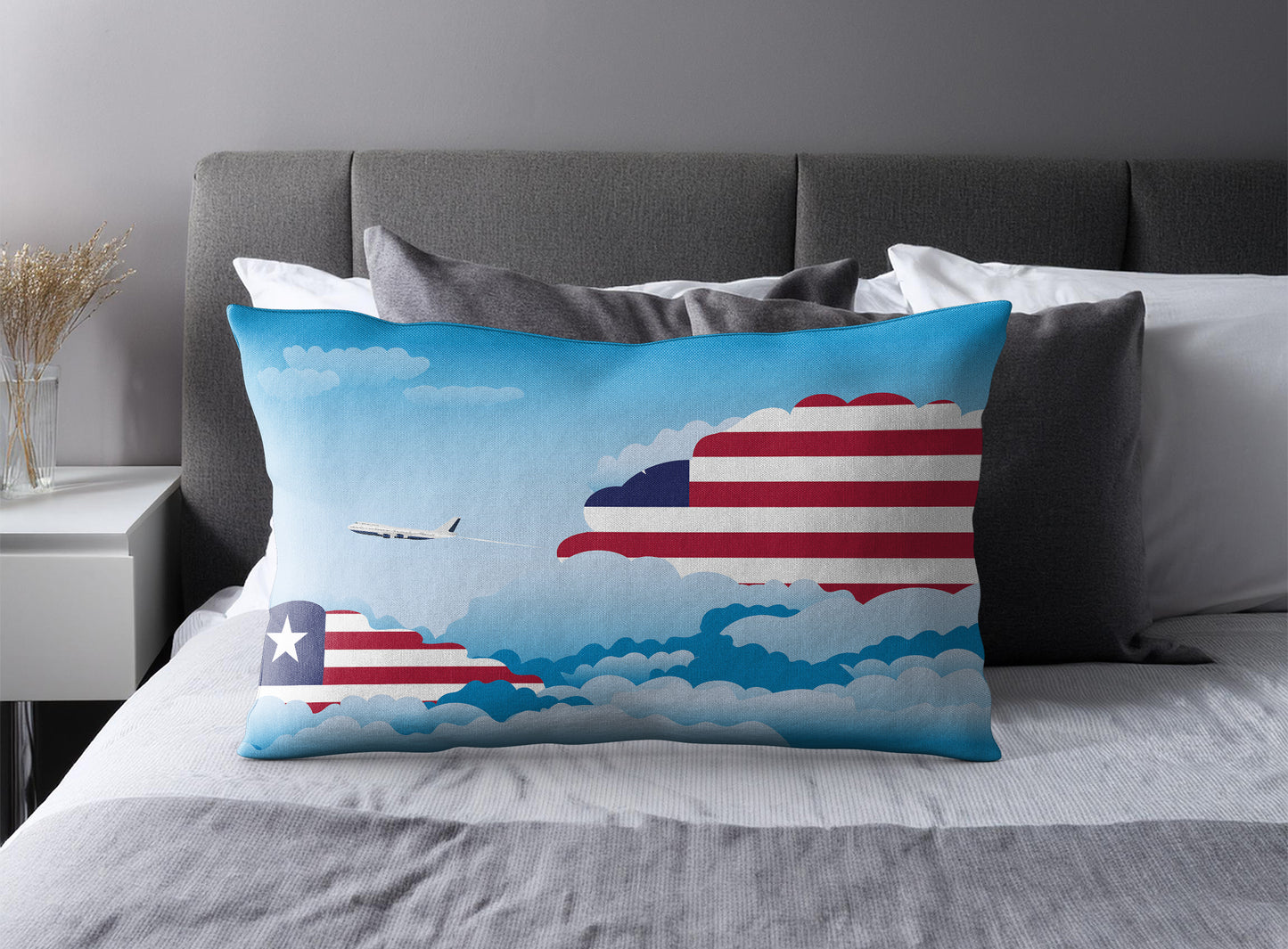 Liberia World Airplane Day Clouds Square & Rectangle Pillow Cases | Aviation Decorative Pillow Covers