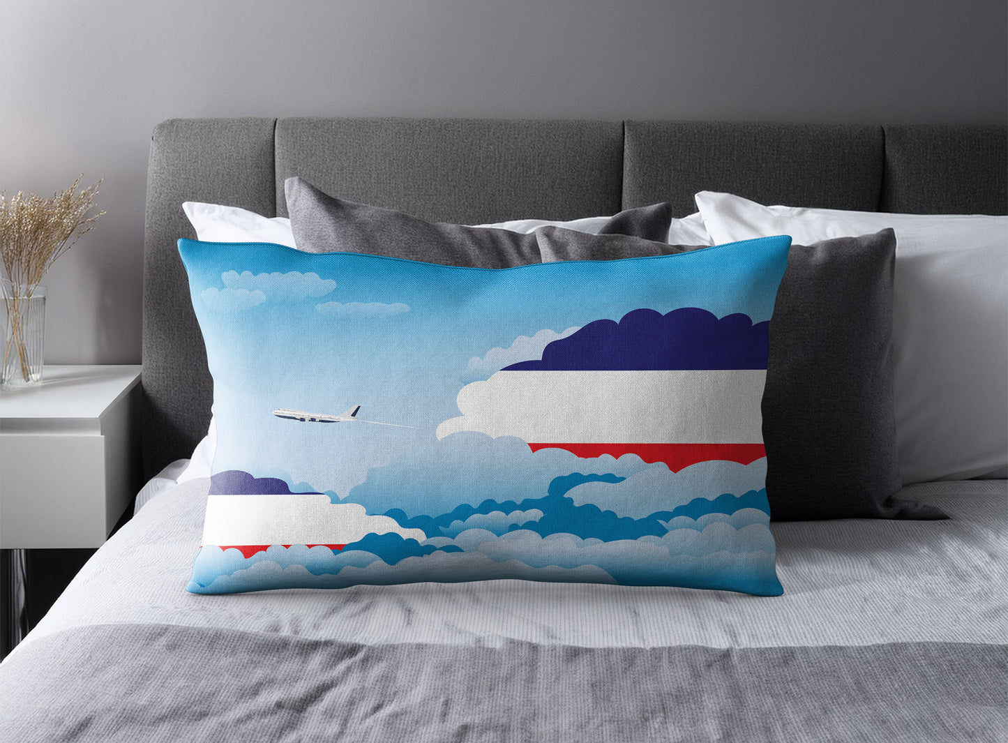 Los Altos World Airplane Day Clouds Square & Rectangle Pillow Cases | Aviation Decorative Pillow Covers