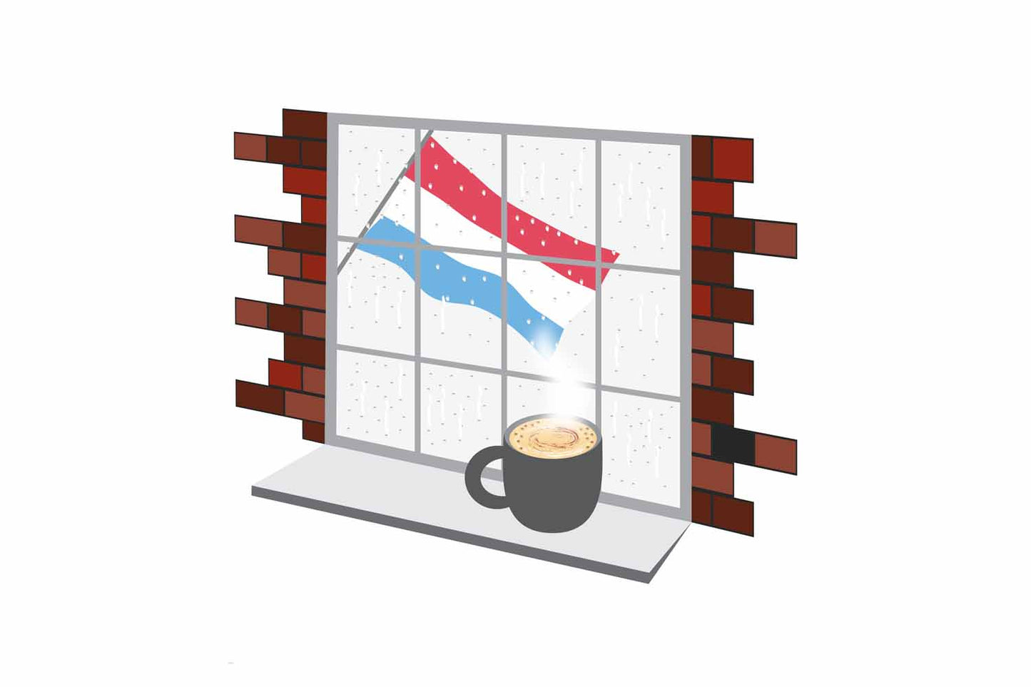 Luxembourg Coffee Rain Window Sticker