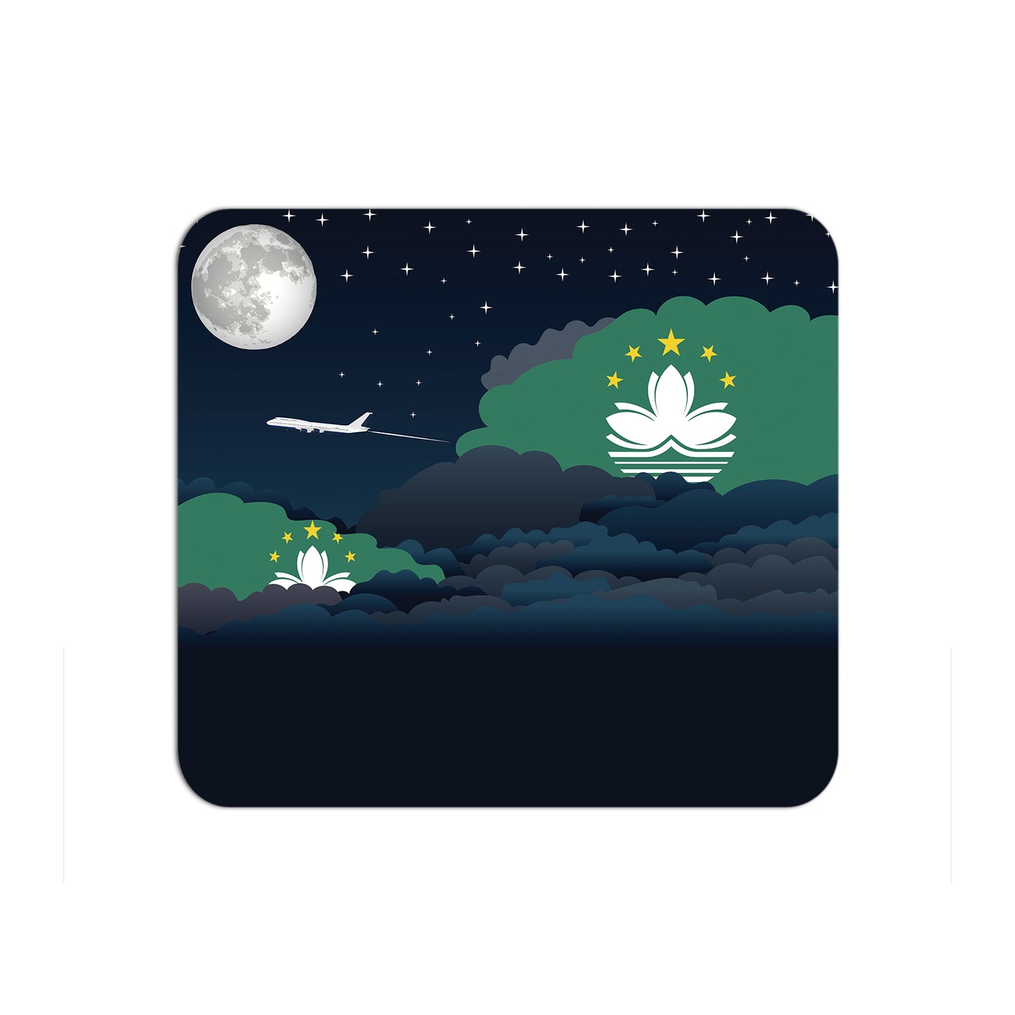 Macau Airplane Airport Flight Night Clouds Mousepad